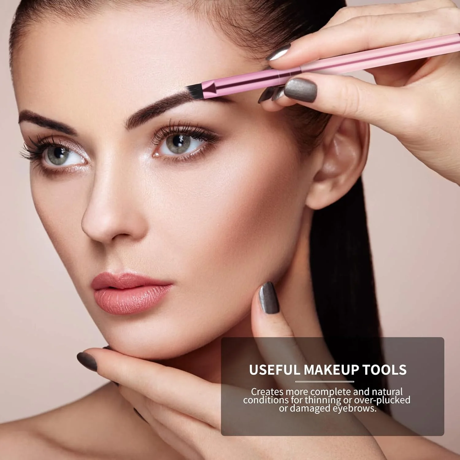 قلم موی ابرو Vin Beauty، 12 عدد قلم موی ابرو دو طرفه، قلم موی ابرو زاویه دار و برس اسپولی، برای حالت دادن و پر کردن ابروها، برس اسپولی ابرو، قلم موی ابرو، برای برس زدن دقیق ابرو