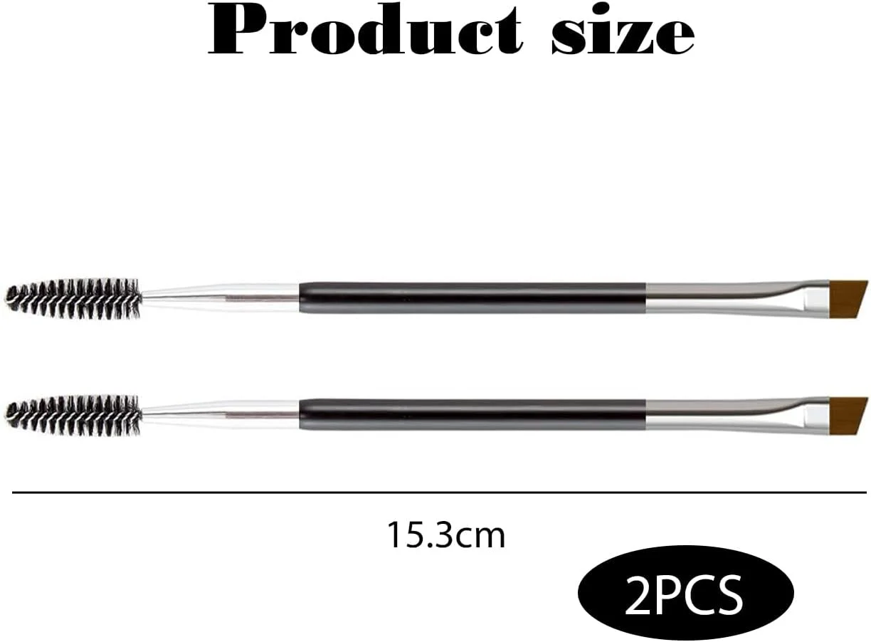 مجموعه دو عددی براش ابرو Zynewa، دو سر، ست براش دوتایی، براش ریمل و شانه ابرو، براش خط چشم، براش تخت چشم