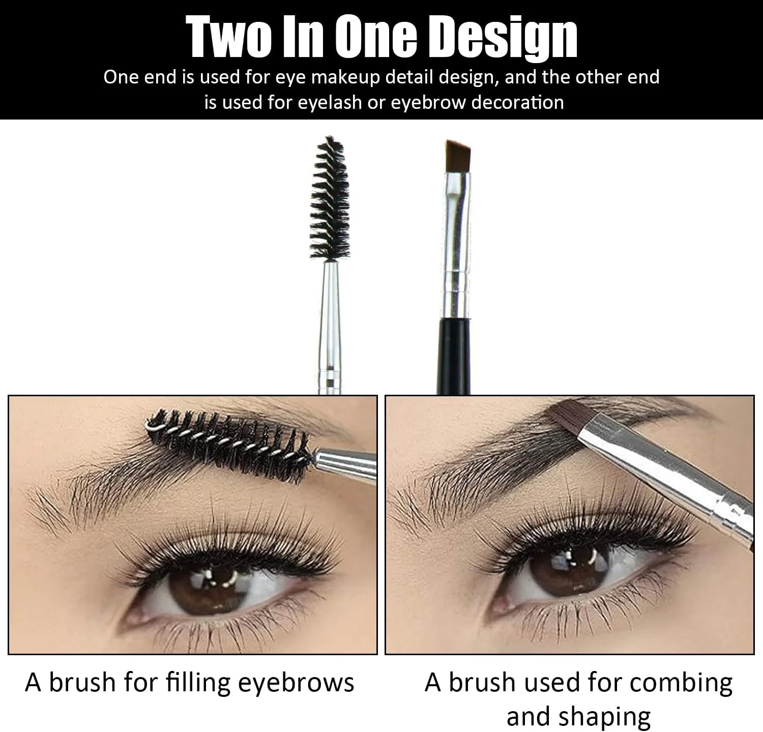 مجموعه 6 عددی برس ریمل ZEACCT، برس ابرو، برس مژه و ابرو 2 در 1، شانه ابرو دندانه فولادی نیمه منحنی، برس آرایشی دو طرفه مژه، برای ابروها یا مژه ها، ابزار آرایش و پیرایش