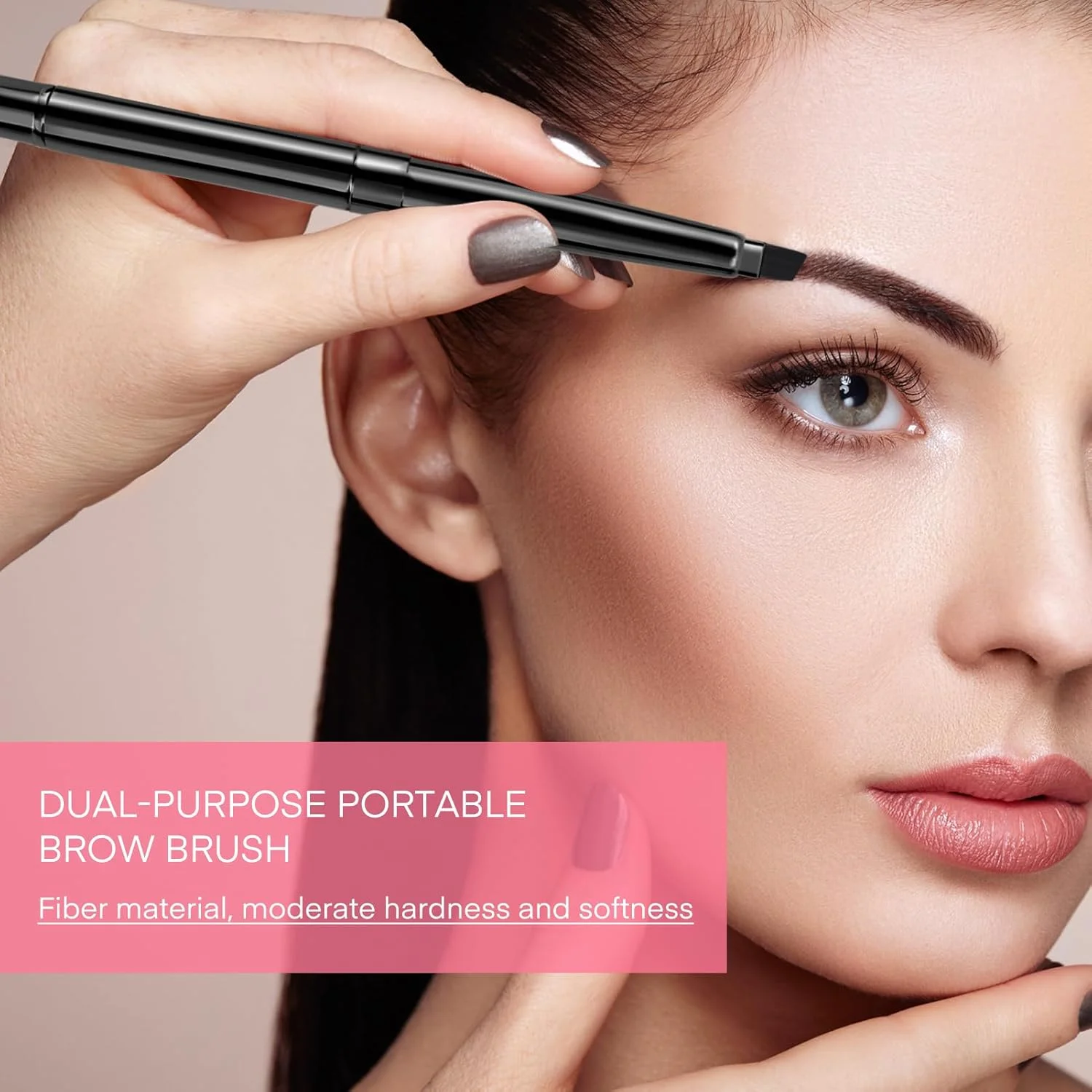 براش ابرو Unaone - 2 عدد براش ابرو زاویه دار دو طرفه جمع شونده برای شکل دادن و پر کردن ابروها، برس اسپولی برای ابروها یا مژه ها، مشکی و طلایی