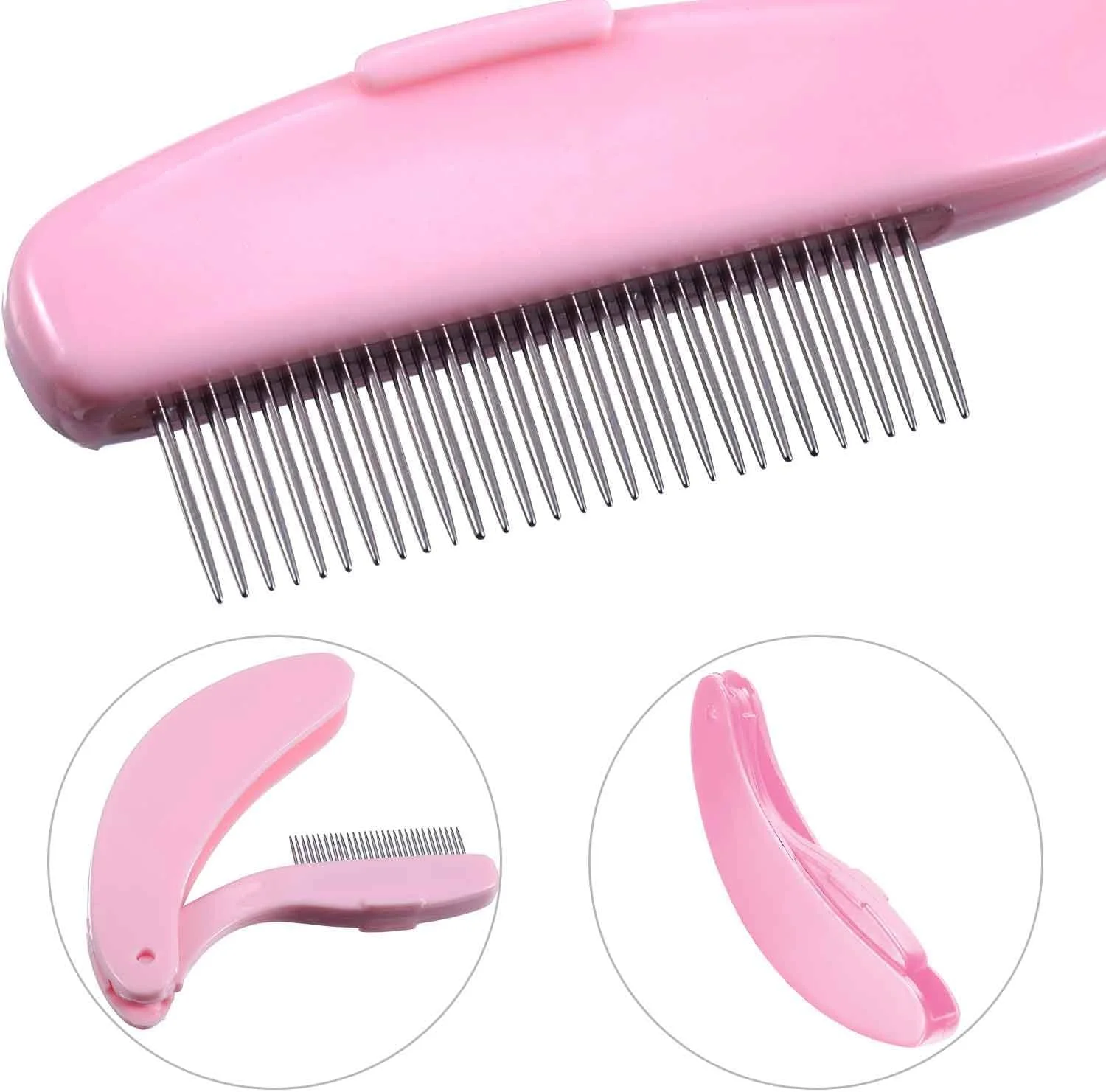 شانه مژه تاشو Wisfunlly بسته 4 عددی، شانه جداکننده ابرو با دندانه های فلزی استیل ضد زنگ، برس اپلیکاتور آرایش مژه و ابرو، ابزار جداکننده مژه برای حالت دادن، مرتب کردن و نگهداری اکستنشن مژه بانوان