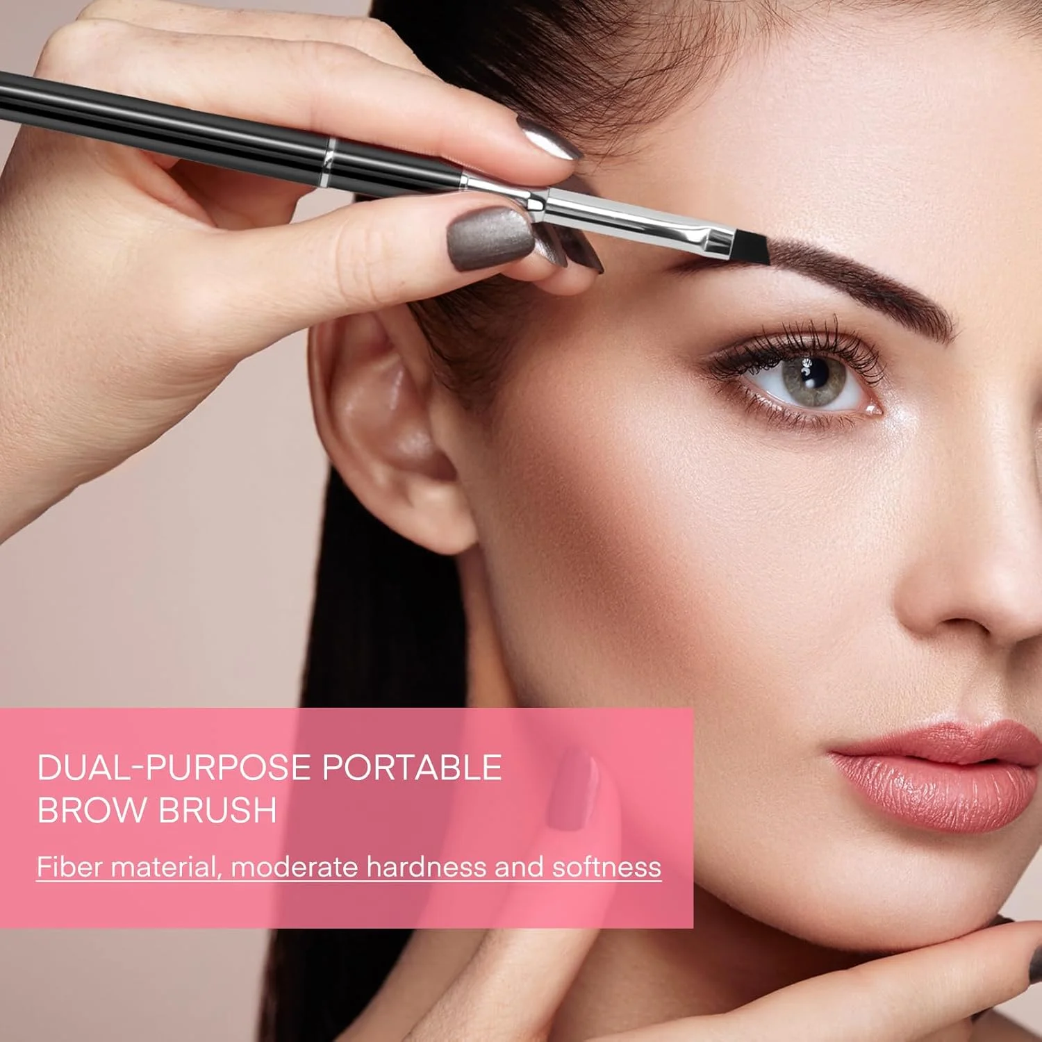 براش ابرو Unaone - 2 عدد براش ابروی زاویه دار دو طرفه حرفه ای برای شکل دادن و پر کردن ابروها و خط چشم مژه