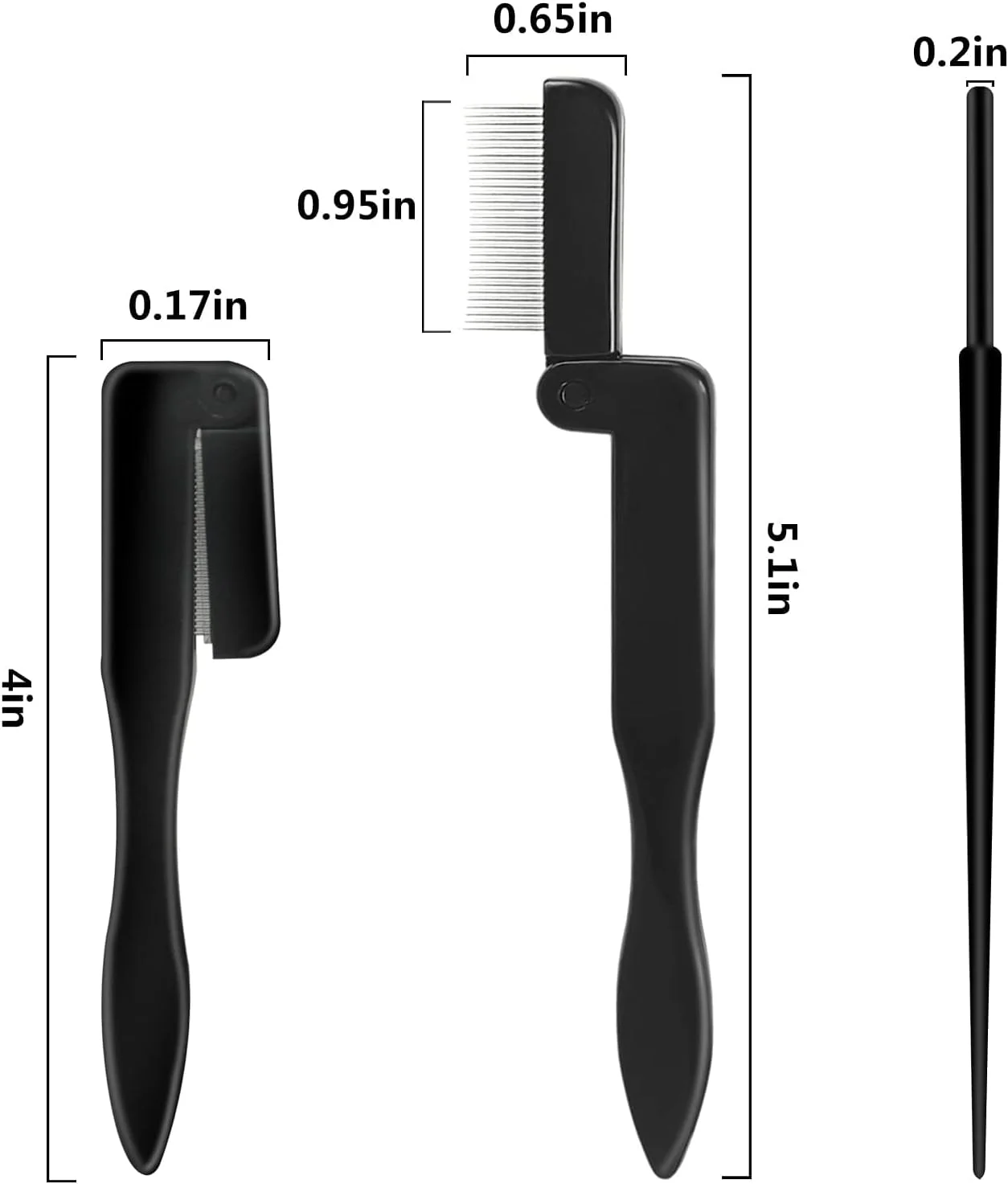 ست برس ابرو و شانه مژه تاشو حرفه ای و قابل حمل TERRIFI، بسته 2 عددی با دندانه های فلزی مناسب برای جدا کردن و حالت دادن به مژه ها