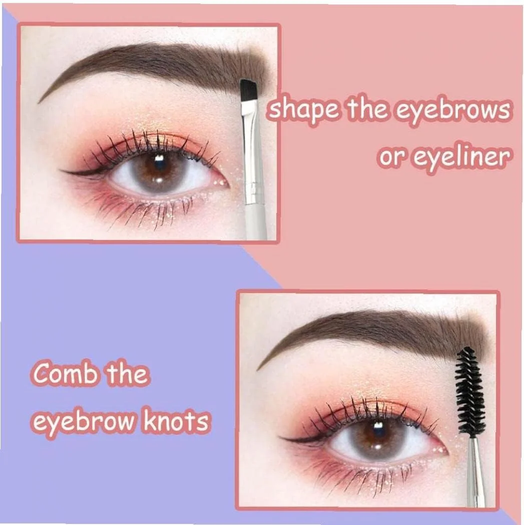 مجموعه برس و شانه ابرو Oasisgalore شامل 2 عدد - برس حرفه ای اسپولی، برس ابرو زاویه دار، برس آرایش چشم (سفید)