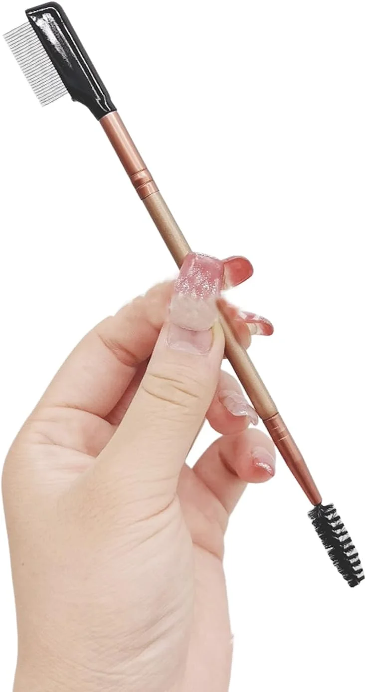 برس ابرو دو طرفه TEONEI، شانه مژه، جداکننده ریمل، برس آرایشی زیبایی، برس آرایش ابرو، 2 عدد