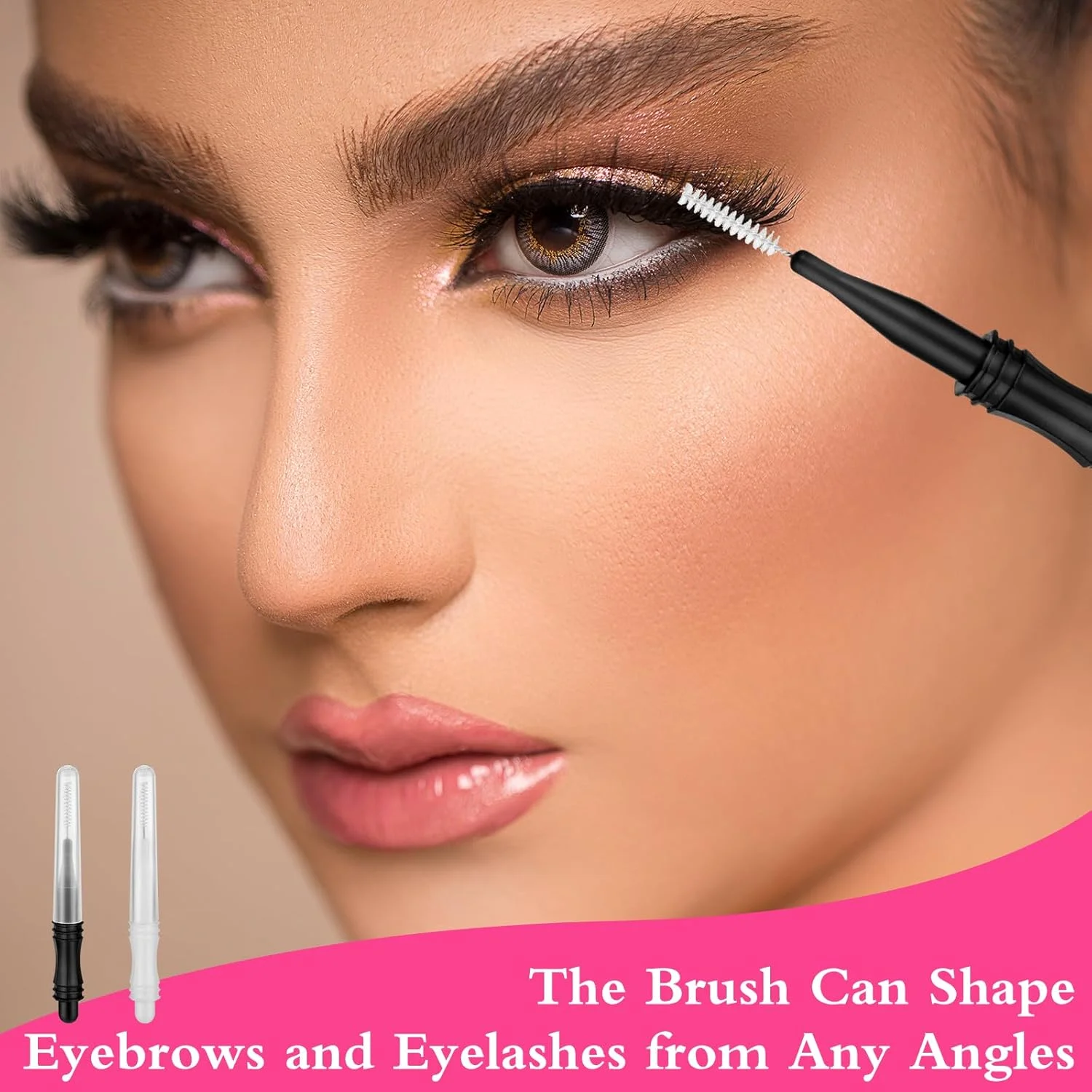 ست 50 عددی برس ابرو میکرو Thinp با درپوش، برس لمینت ابرو، برس مژه، ابزار لیفت مژه و ابرو برای اکستنشن ابرو و مژه (سیاه و سفید)