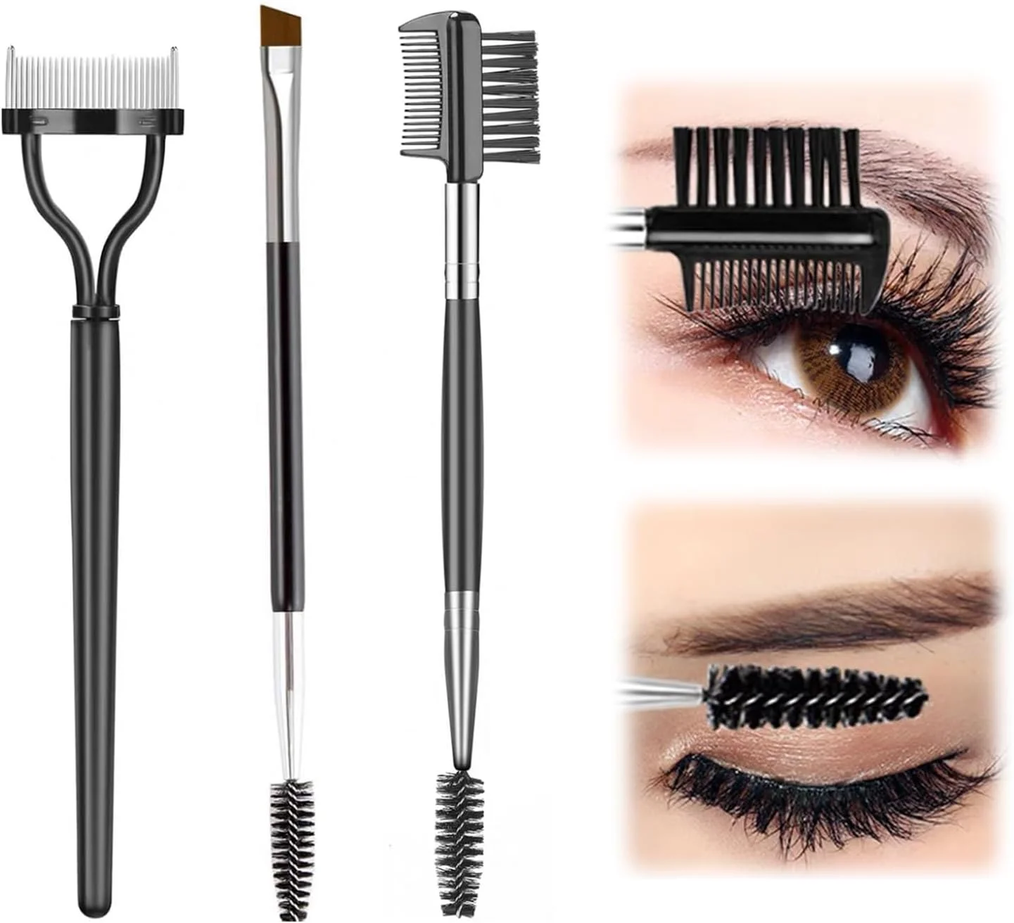 مجموعه 3 عددی برس ابرو و شانه و جداکننده مژه نالینا، برس های حرفه ای اسپولی، ابزارهای آرایش چشم حرفه ای برس شانه ابرو، کاربرد دقیق و ترکیب برای آرایش