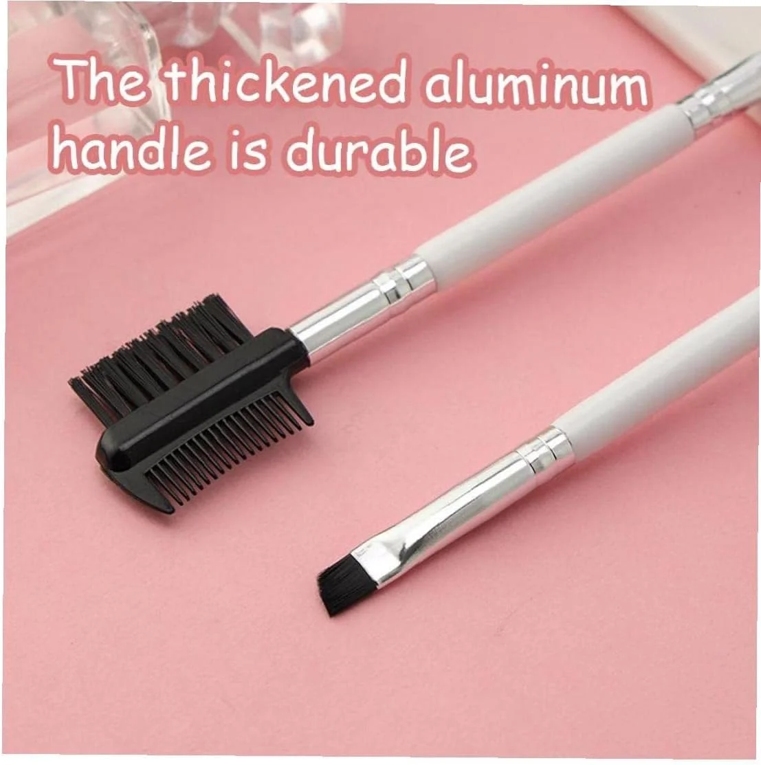 مجموعه برس و شانه ابرو Oasisgalore شامل 2 عدد - برس حرفه ای اسپولی، برس ابرو زاویه دار، برس آرایش چشم (سفید)