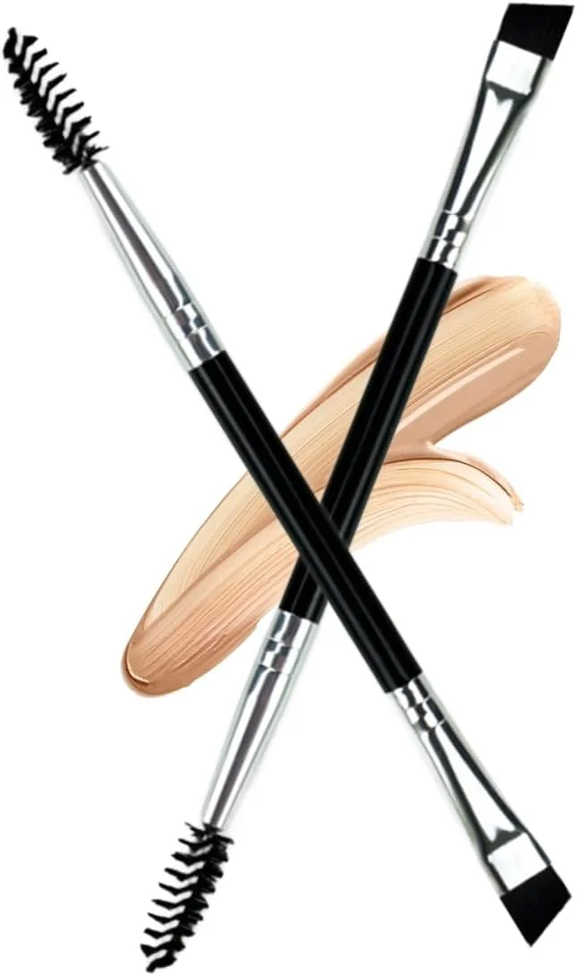 Ksvsonrvi 2PCS Eyebrow Brush, Professional Double-Ended Angled Eye Brow Brush and Spoolie Brush, Black Ksvsonrvi 2PCS Eyebrow Brush, Professional Double-Ended Angled Eye Brow Brush and Spoolie Brush, Black