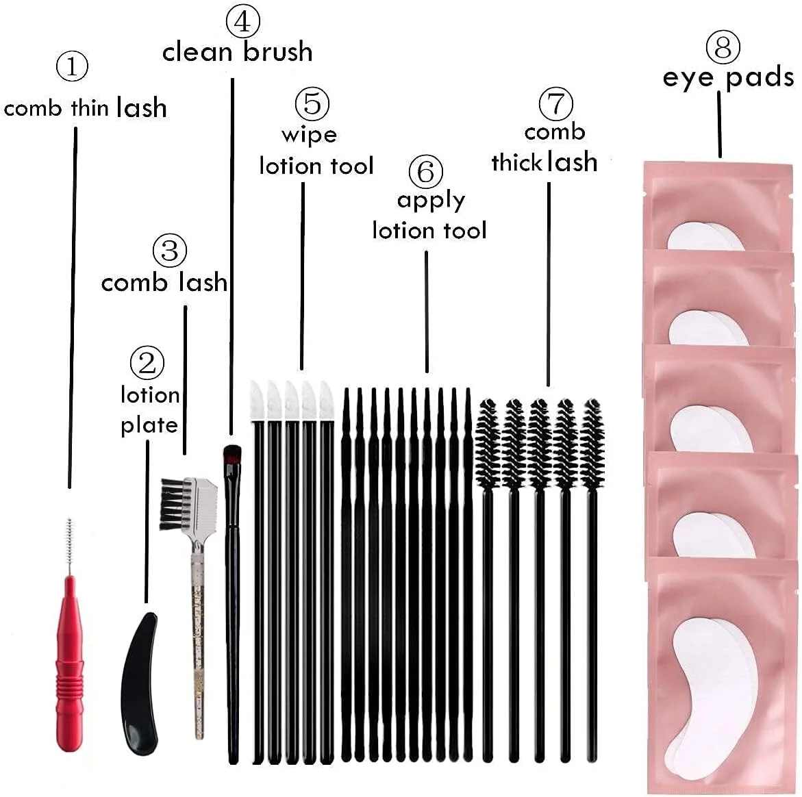 لوازم لیفت مژه، برس های لمینت ابرو، لوازم جانبی فر مژه DIY در خانه، کیت برس قابل حمل با پدهای چشم همه در یک بسته 5 عددی برای استفاده حرفه ای (مشکی با صورتی) لوازم لیفت مژه، برس های لمینت ابرو، لوازم جانبی فر مژه DIY در خانه، کیت برس قابل حمل با پدهای چشم همه در یک بسته 5 عددی برای استفاده حرفه ای (مشکی با صورتی)