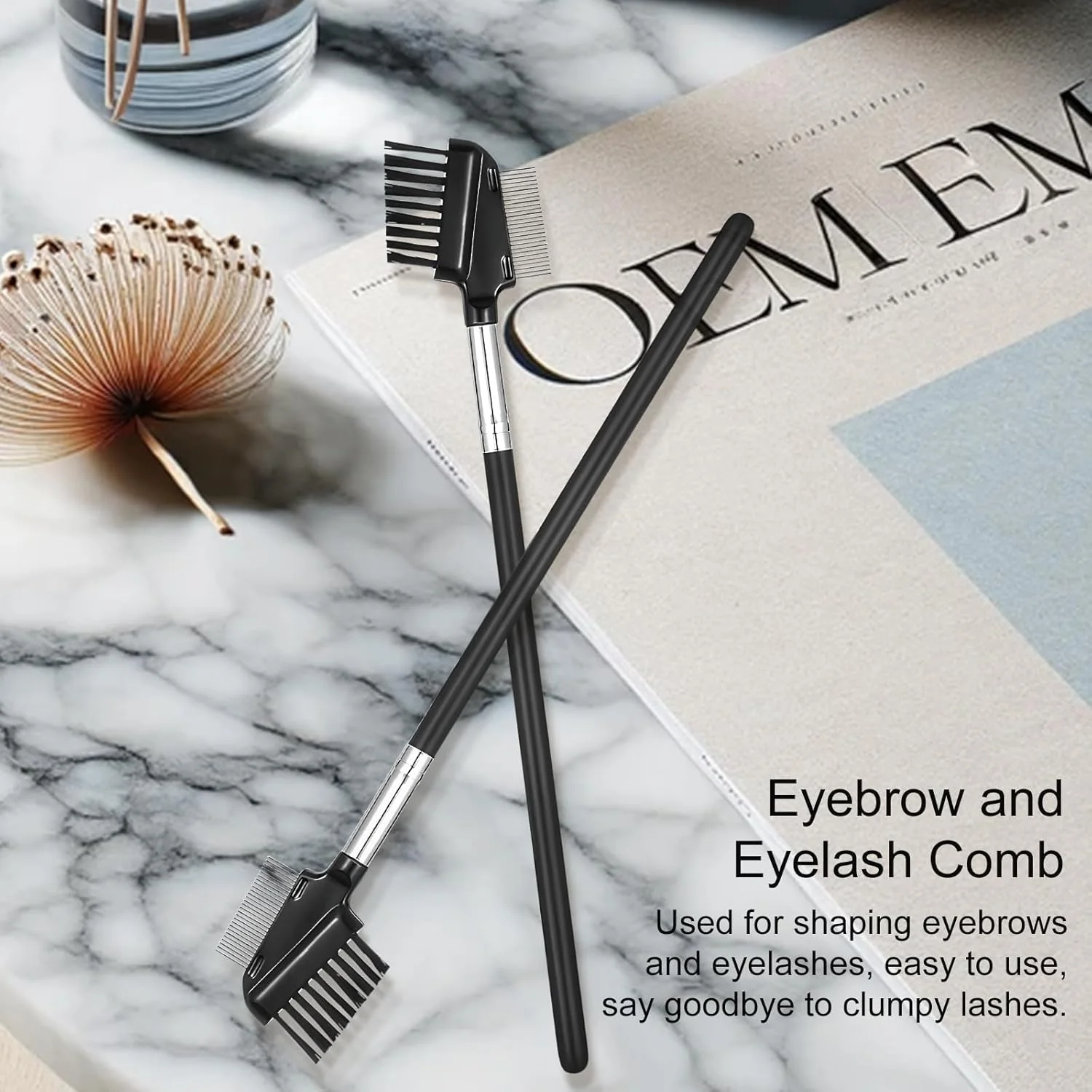 برس دو طرفه مژه و ابرو Kootinn: شانه قابل استفاده مجدد با دندانه های استیل ضد زنگ و موهای نایلونی نرم برس دو طرفه مژه و ابرو Kootinn: شانه قابل استفاده مجدد با دندانه های استیل ضد زنگ و موهای نایلونی نرم