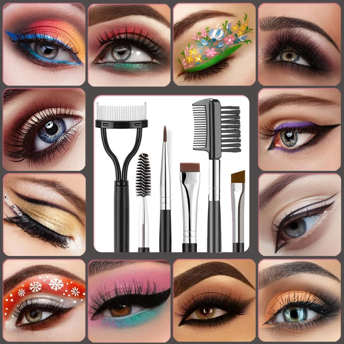 Lilitang Eyebrow Brush, Fine Eyeliner Brush, Eyelash Separator Brow Comb Lash Spoolie Brush,Flat Eyeliner Brush,Eyebrow Comb, Professional Eye Makeup Tools 5-Pcs Set Lilitang Eyebrow Brush, Fine Eyeliner Brush, Eyelash Separator Brow Comb Lash Spoolie Brush,Flat Eyeliner Brush,Eyebrow Comb, Professional Eye Makeup Tools 5-Pcs Set