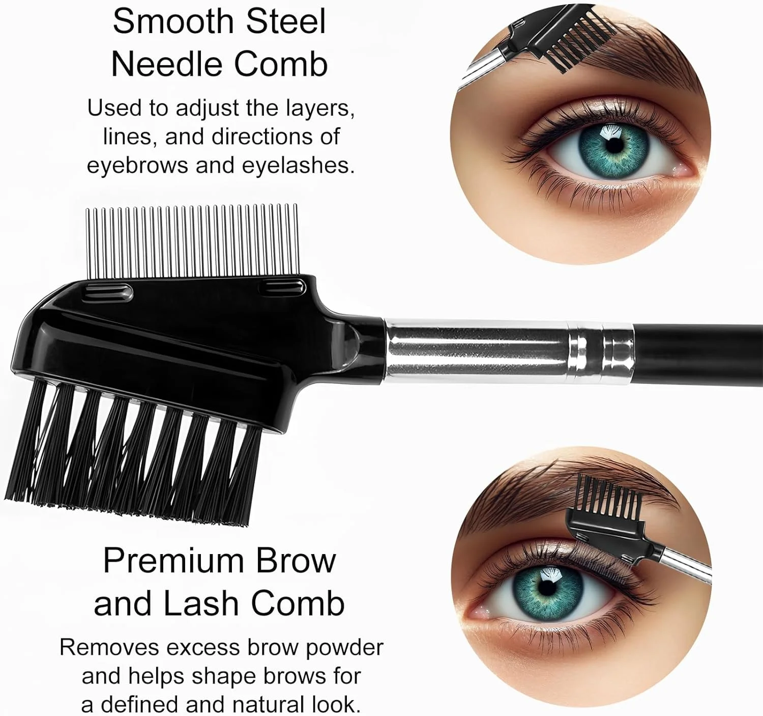 برس دو طرفه مژه و ابرو Kootinn: شانه قابل استفاده مجدد با دندانه های استیل ضد زنگ و موهای نایلونی نرم برس دو طرفه مژه و ابرو Kootinn: شانه قابل استفاده مجدد با دندانه های استیل ضد زنگ و موهای نایلونی نرم