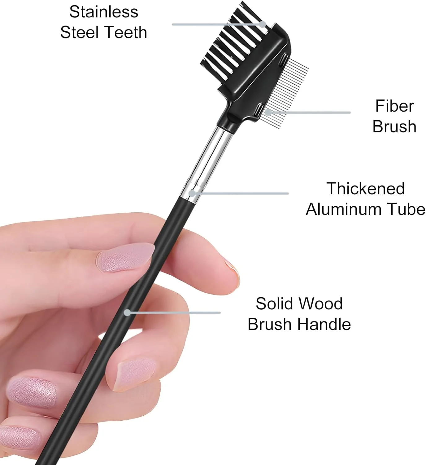 برس دو طرفه مژه و ابرو Kootinn: شانه قابل استفاده مجدد با دندانه های استیل ضد زنگ و موهای نایلونی نرم برس دو طرفه مژه و ابرو Kootinn: شانه قابل استفاده مجدد با دندانه های استیل ضد زنگ و موهای نایلونی نرم