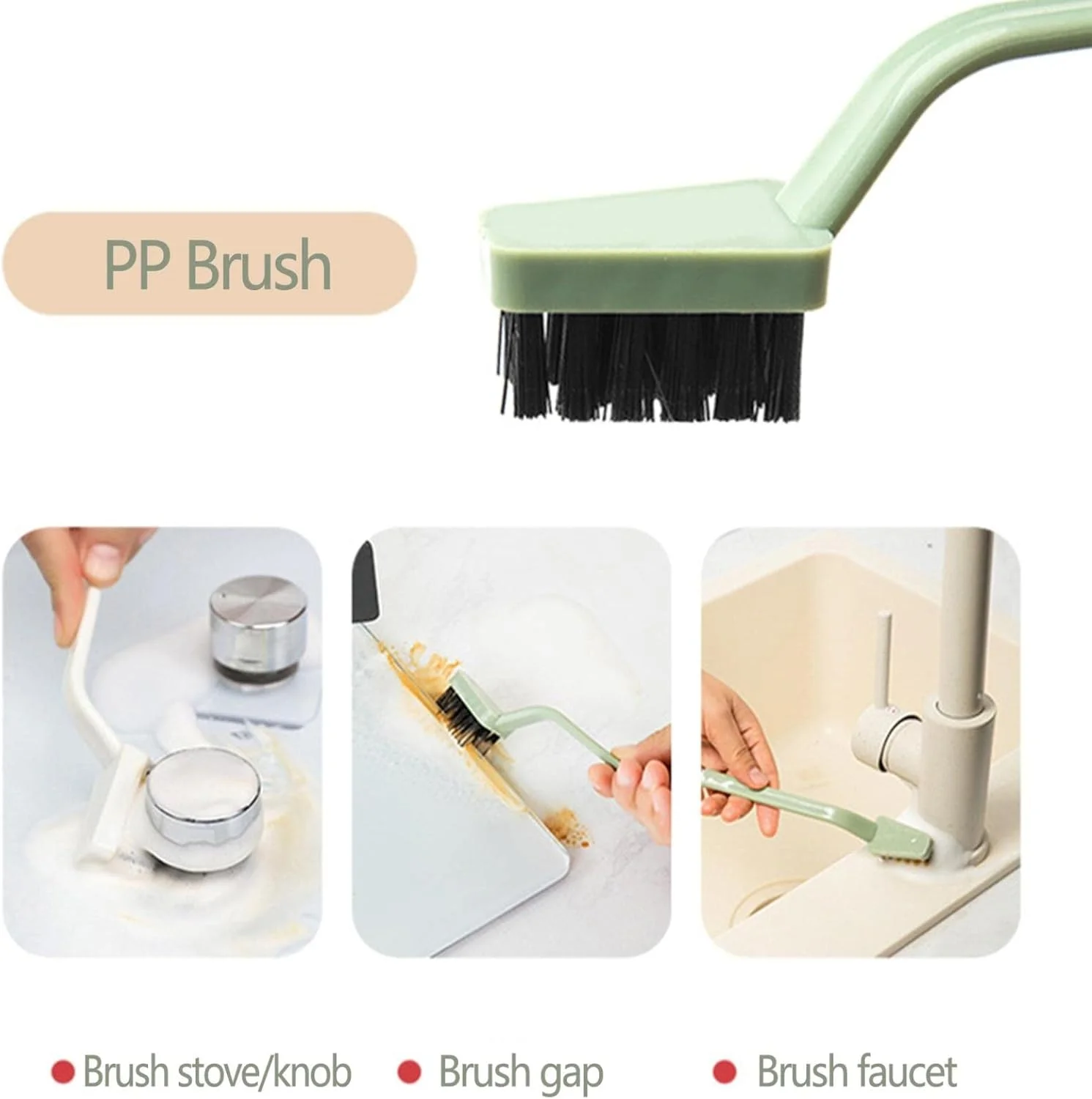 برس تمیز کننده آشپزخانه، ست 3 عددی برس تمیز کننده اجاق گاز، برس سیمی با قابلیت ضدعفونی کنندگی قوی، اجاق گاز، سینک ظرفشویی آشپزخانه، برس چند منظوره خانگی، ابزار تمیز کردن قابلمه (سفید) (سبز)