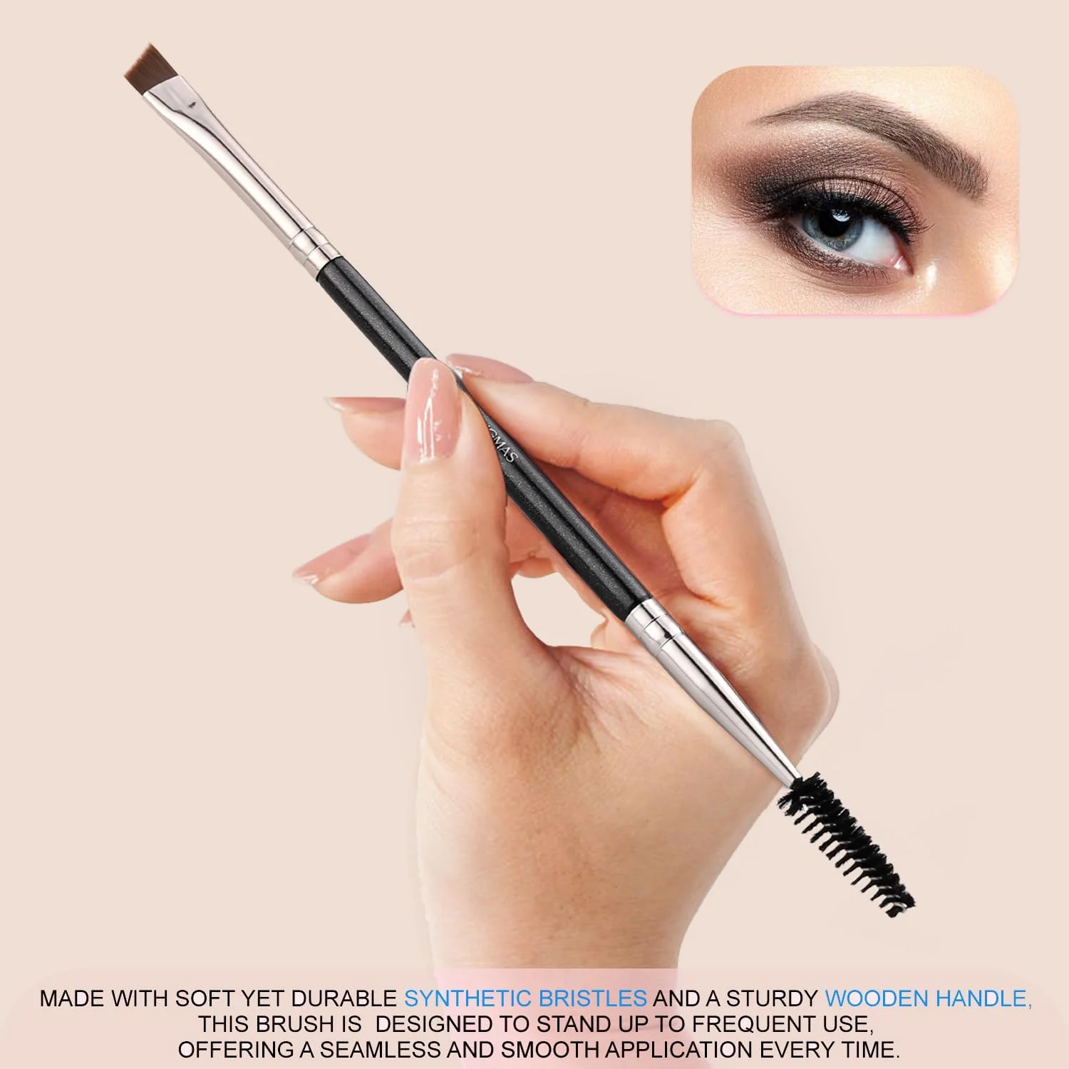 براش ابرو دو طرفه KINGMAS - براش زاویه دار حرفه ای ابرو و براش اسپولی (مشکی) براش ابرو دو طرفه KINGMAS - براش زاویه دار حرفه ای ابرو و براش اسپولی (مشکی)