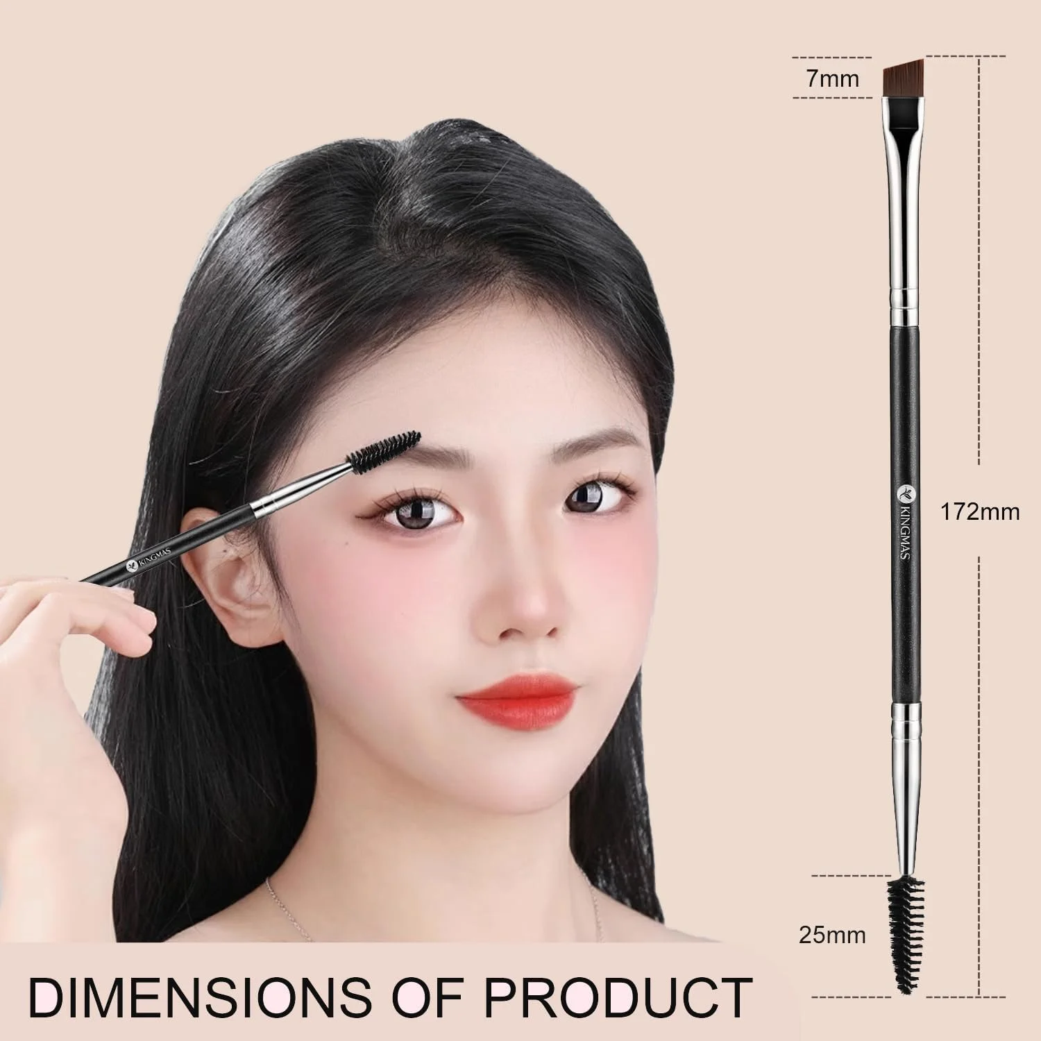 براش ابرو دو طرفه KINGMAS - براش زاویه دار حرفه ای ابرو و براش اسپولی (مشکی) براش ابرو دو طرفه KINGMAS - براش زاویه دار حرفه ای ابرو و براش اسپولی (مشکی)