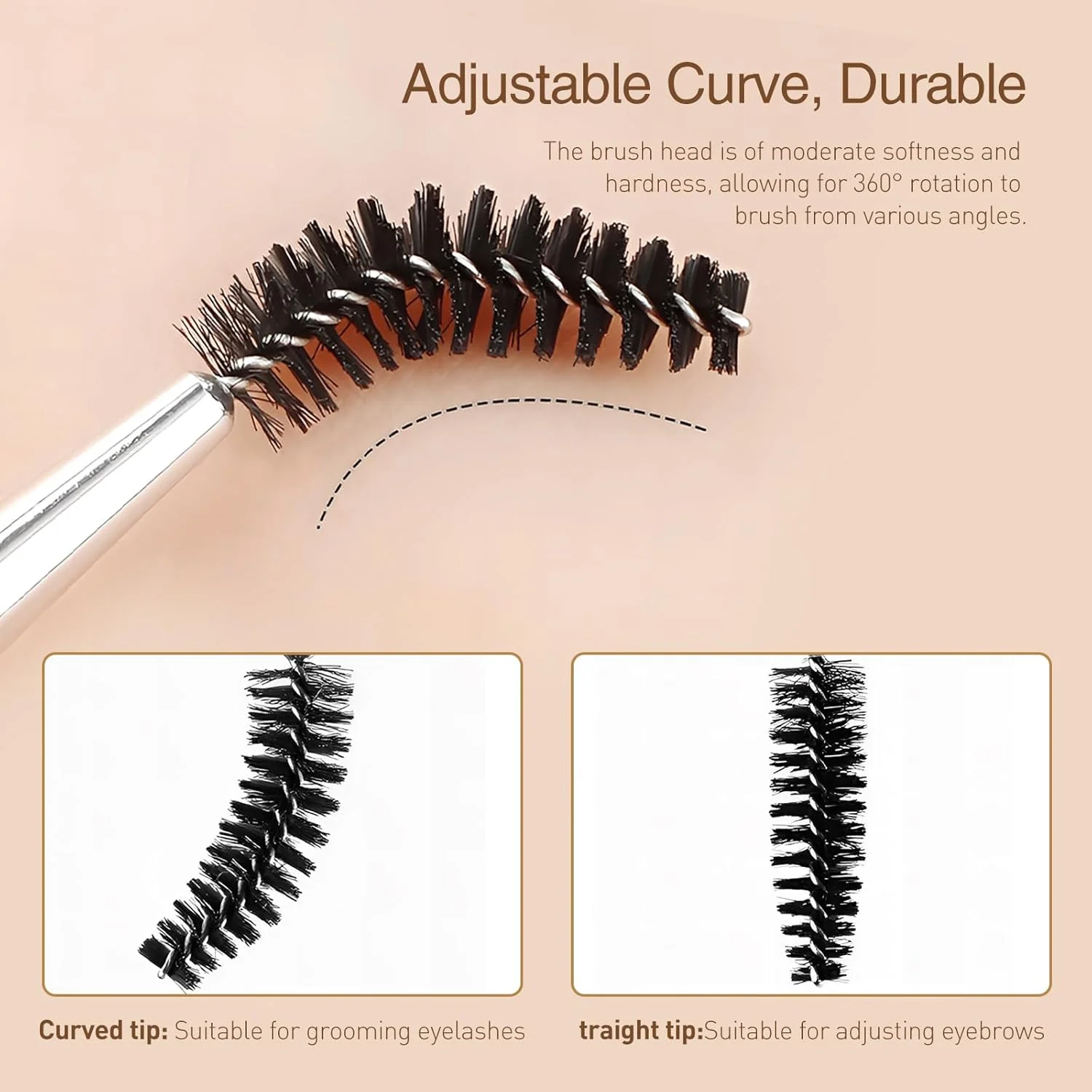 ست 6 عددی برس سه سر حالت دهنده ابرو و مژه Kootinn، ابزار آرایشی با 3 برس اسپولی متفاوت برای جدا کردن مژه ها، از بین بردن توده های ریمل، حالت دادن و فرم دادن به ابرو