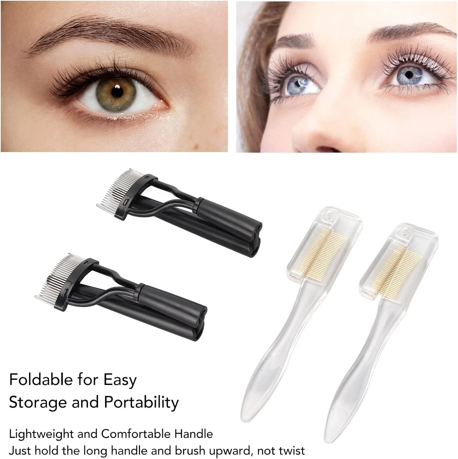 برس ابرو قابل حمل با دسته بلند و شانه مژه برای آرایش برس ابرو قابل حمل با دسته بلند و شانه مژه برای آرایش