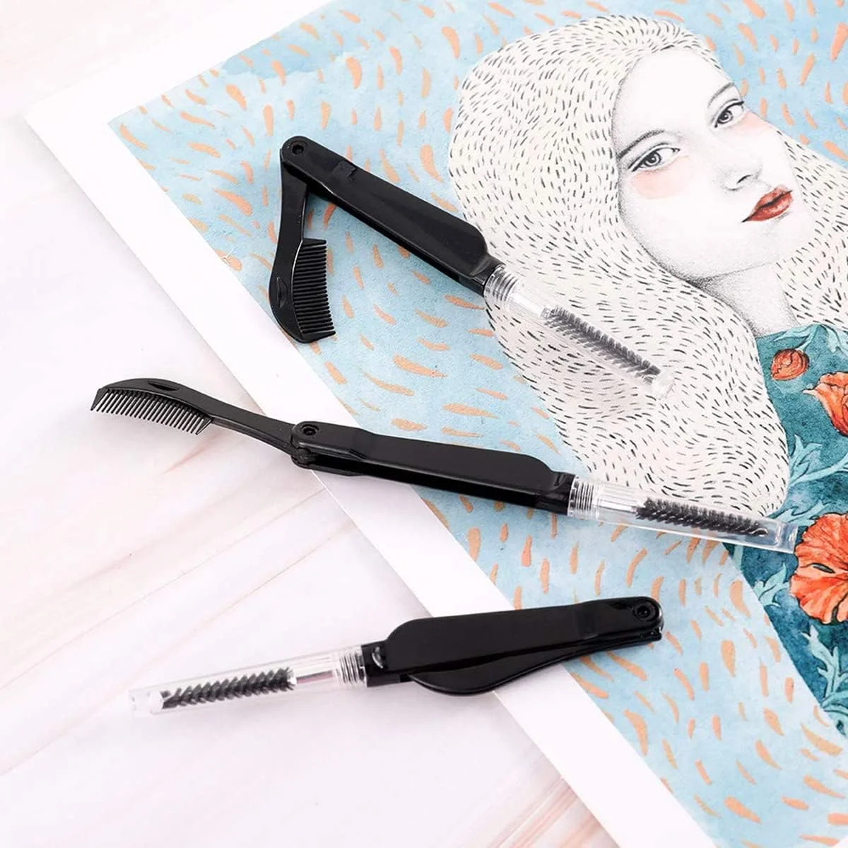 شانه مژه تاشو KASTWAVE، 6 عدد، شانه ابرو دندانه دار، جداکننده مژه، برس ابرو ابزار حرفه ای برای حالت دادن به مژه و ابرو شانه مژه تاشو KASTWAVE، 6 عدد، شانه ابرو دندانه دار، جداکننده مژه، برس ابرو ابزار حرفه ای برای حالت دادن به مژه و ابرو