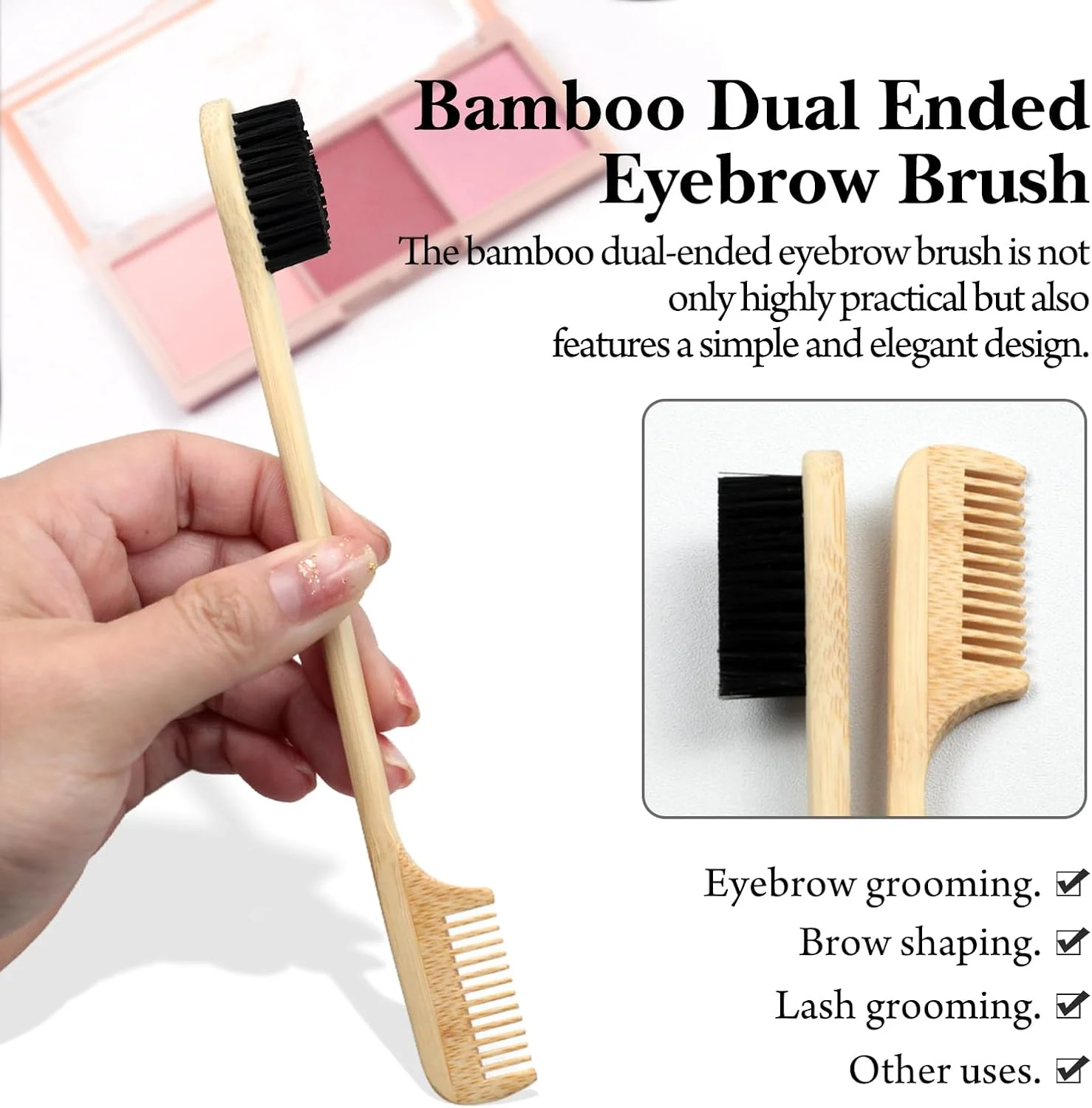 براش ابرو دو طرفه بامبو سازگار با محیط زیست – برس دقیق و شانه برای حالت دادن بی نقص ابرو