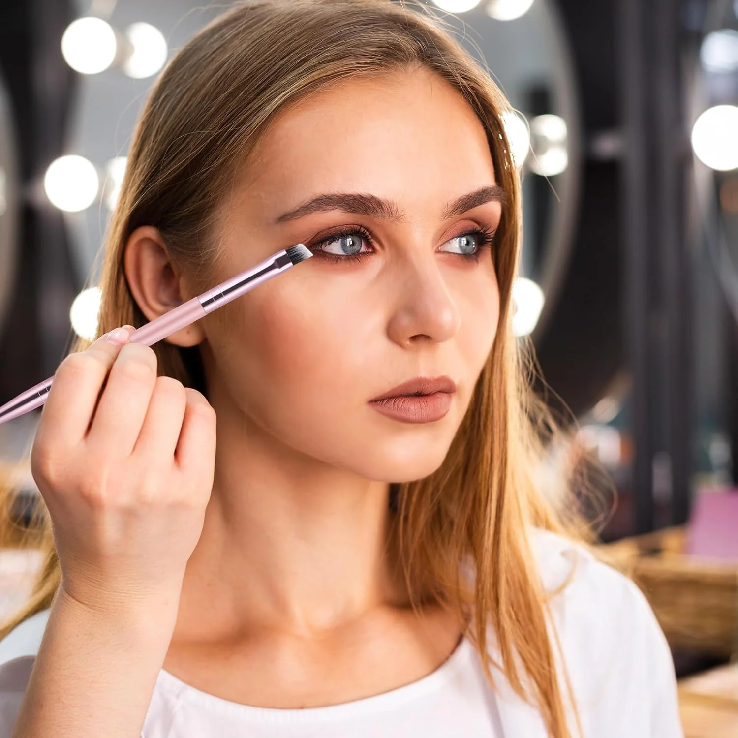 براش ابرو دو طرفه، 6 عددی براش ابرو زاویه دار و براش اسپولی برس مژه کوچک چند منظوره برای رنگ کردن ابروهای زاویه دار (مجموعه 6 عددی)