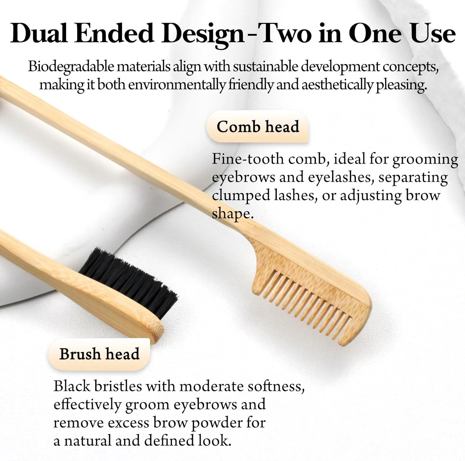 براش ابرو دو طرفه بامبو سازگار با محیط زیست – برس دقیق و شانه برای حالت دادن بی نقص ابرو