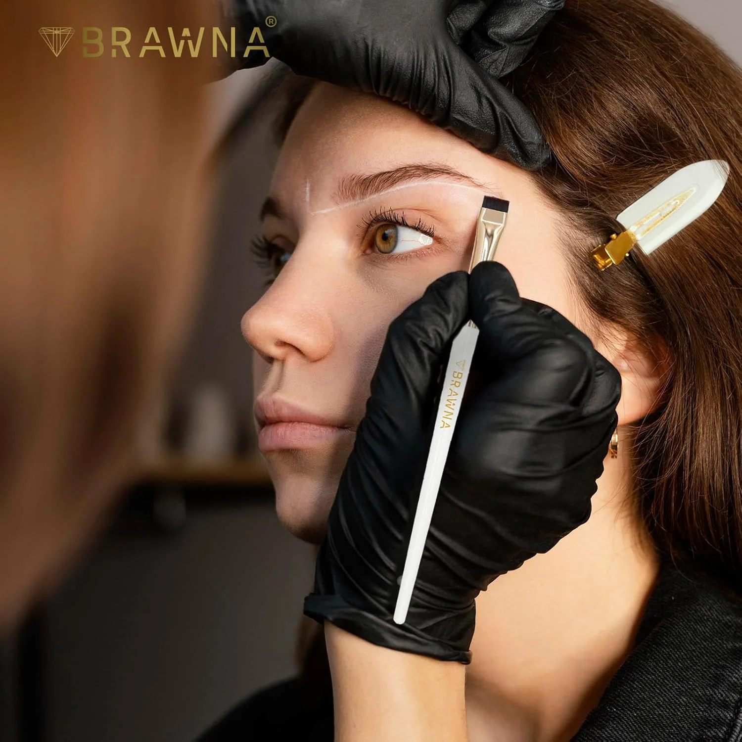 ست براش ابرو BRAWNA - 3 عدد براش آرایشی زاویه دار دقیق خط چشم - طراحی ابرو و لب - براش تخت کانسیلر - پودر، کرم، پماد، خمیر