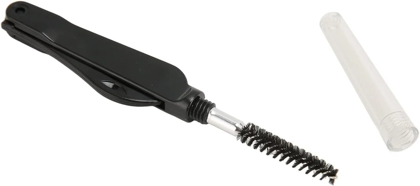 براش ریمل ابرو، براش ابرو دو سر تاشو مشکی حرفه ای برای زنان برای استفاده خانگی