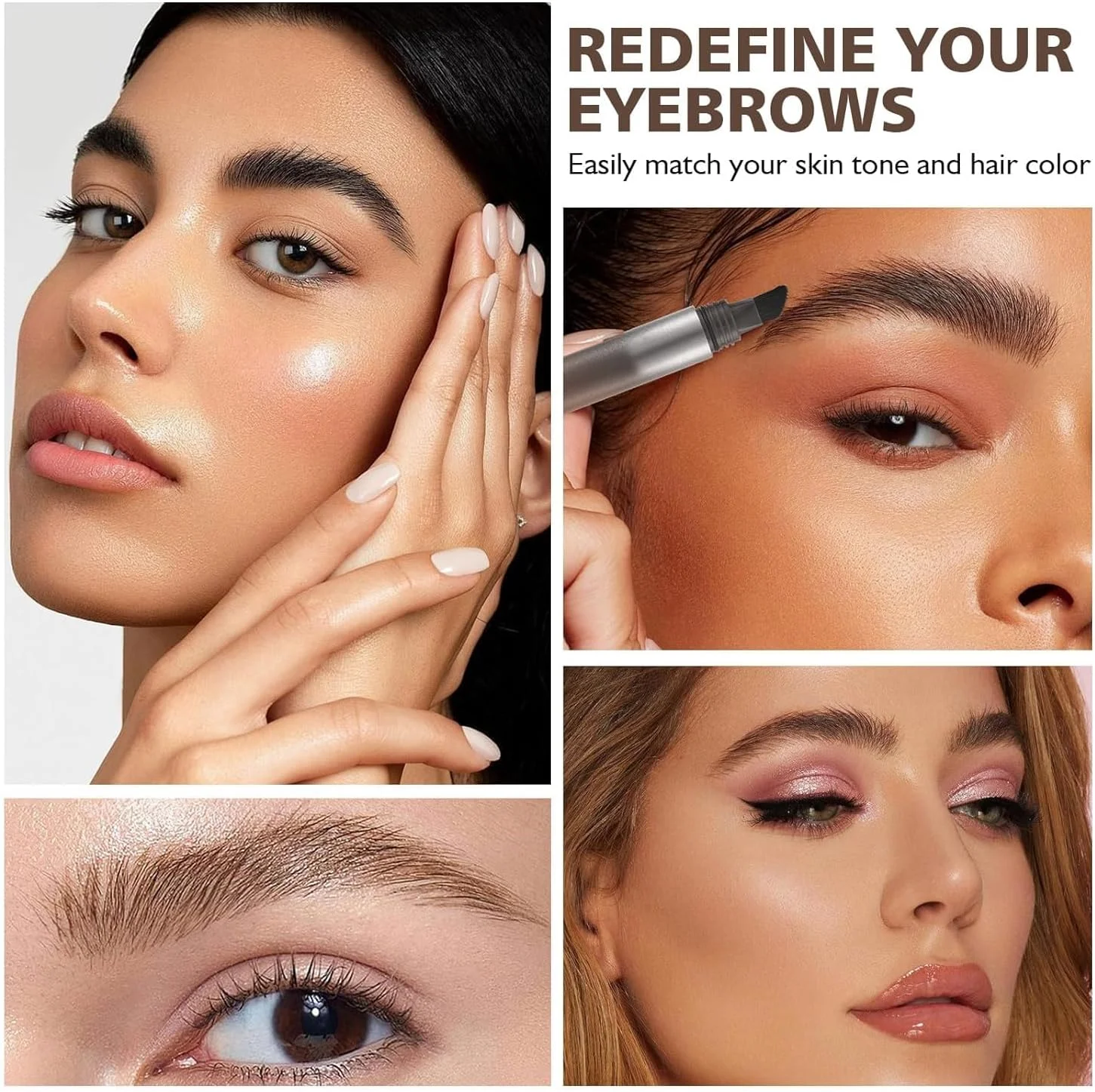 قلم ابرو چهاردبعدی Brow Fection، برس ابرو، برس فوری ابرو، برس ابرو مایع، ماندگاری طولانی و خشک شدن سریع، مداد ابرو مویی، ضد آب، برای کانتورینگ طبیعی (شکلاتی)
