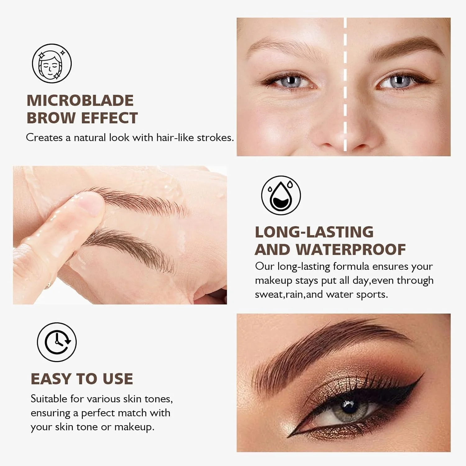 قلم ابرو چهاردبعدی Brow Fection، برس ابرو، برس فوری ابرو، برس ابرو مایع، ماندگاری طولانی و خشک شدن سریع، مداد ابرو مویی، ضد آب، برای کانتورینگ طبیعی (شکلاتی)