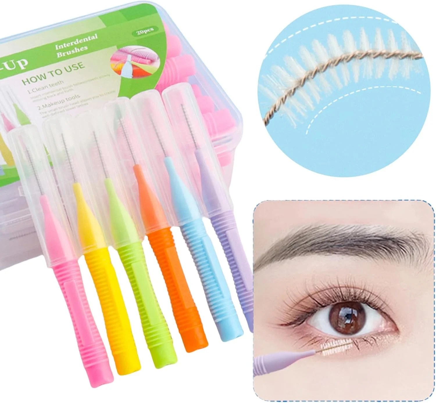 برس لمینت ابرو، شانه مژه میکروسکوپی چند منظوره برای ابزارهای اکستنشن مژه و ابرو، برس ابرو با درپوش