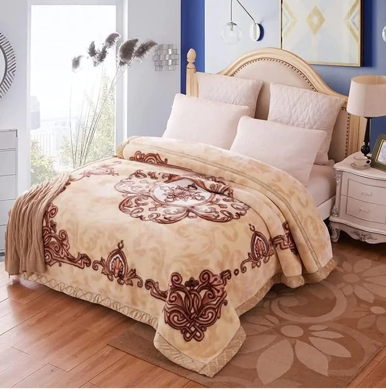 پتوی مینک دو لایه فوق العاده نرم OMAJA HOME با تراکم 480، پتوی لوکس دو نفره، پتوی مینک وارداتی دو لایه برای زمستان های سرد - 4 کیلوگرم (سایز کینگ، بسته 1 عددی)، با رنگ شیک #12