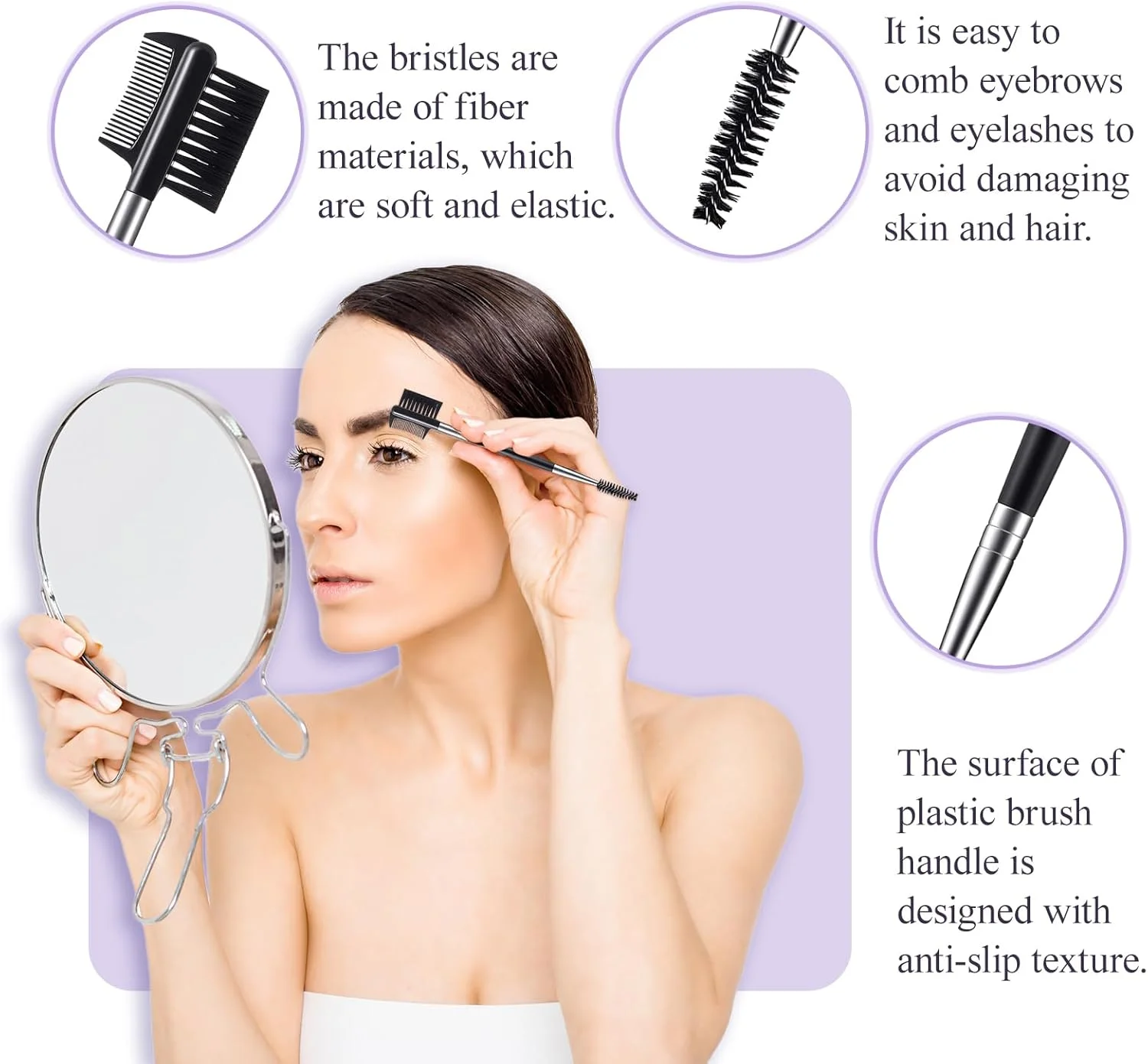 ست 6 عددی برس ابرو، برس مژه، شانه مژه، شانه ابرو، 16 سانتی متر، دسته ارگونومیک با 3 برس مختلف برای حالت دادن، لیفت ابرو و ایجاد جلوه ای پفکی (مشکی) از فروشگاه Big Bargain