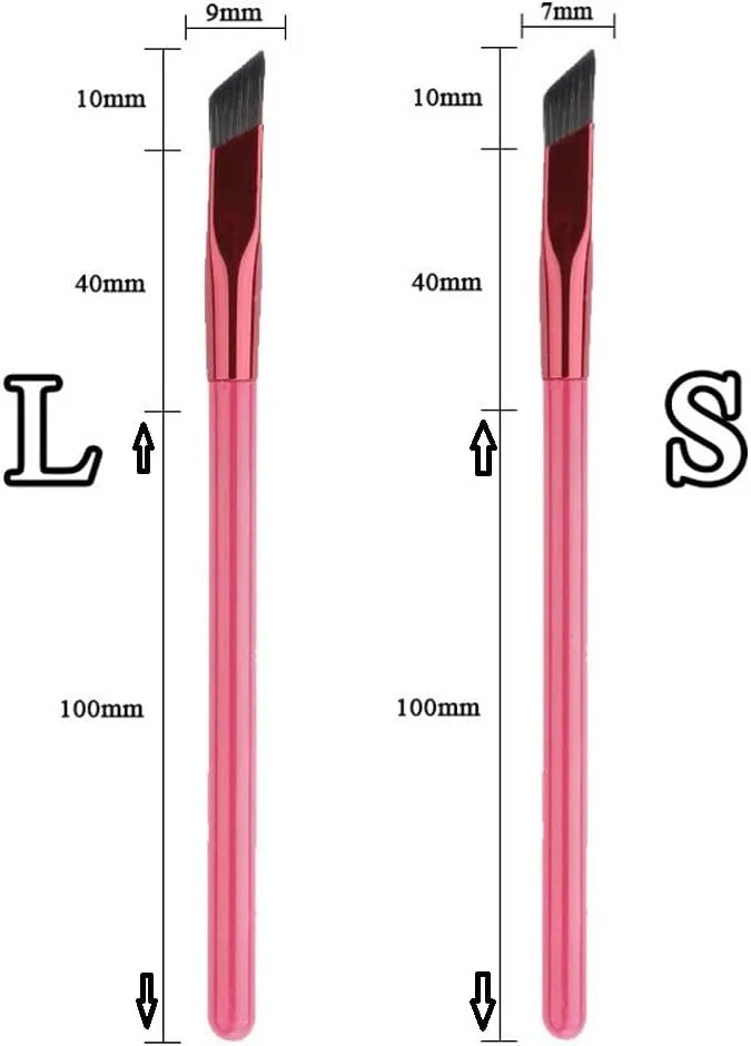 ست 2 عددی برس ابرو (S, L) برس مهر ابرو با موهای 4D برس آرایش چشم زاویه دار حرفه ای برس چند منظوره ابرو خط مو کانسیلر برس کانتور برس ابرو فوق العاده نازک مربعی با موهای واقعی