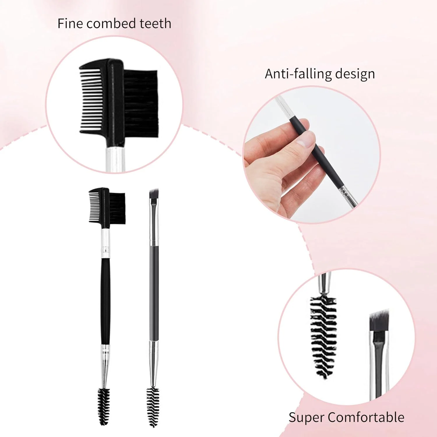 مجموعه برس ابرو و شانه بیگ بارگین استور شامل 2 عدد، برس ابرو زاویه دار حرفه ای و برس اسپولی، مناسب برای استفاده دقیق و ترکیب