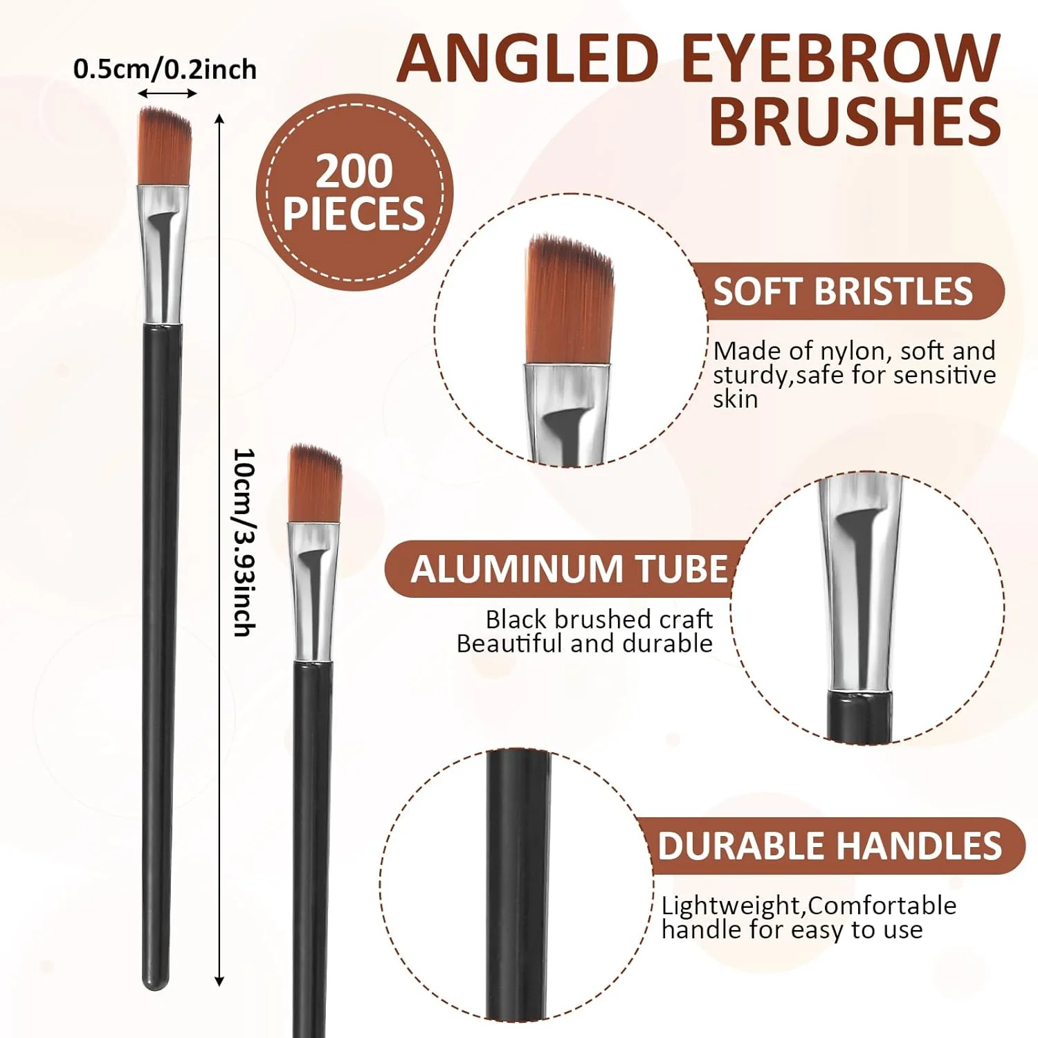 200 عدد برس رنگ ابرو، برس چند منظوره ابرو، برس های آرایشی ابرو برای ابروها، برس ابرو زاویه دار قابل حمل، برس رنگ ابرو حرفه ای، لوازم آرایشگران (مشکی)