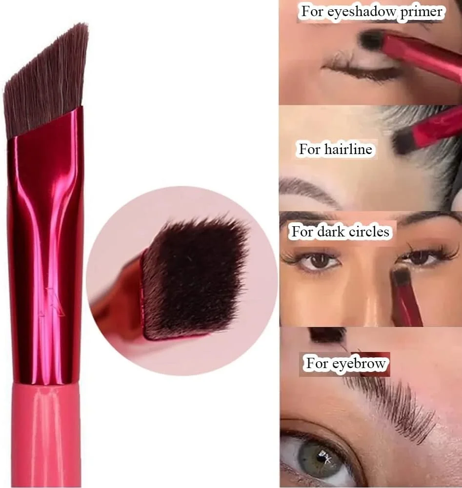 ست 2 عددی برس ابرو (S, L) برس مهر ابرو با موهای 4D برس آرایش چشم زاویه دار حرفه ای برس چند منظوره ابرو خط مو کانسیلر برس کانتور برس ابرو فوق العاده نازک مربعی با موهای واقعی