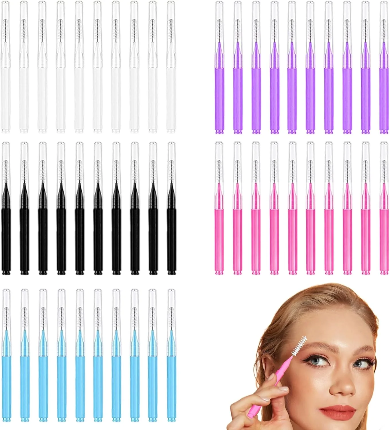 50 عدد برس ابرو میکرو برای حالت دادن دقیق ابرو، برس شانه مژه چند منظوره با درپوش، برس اسپولی ابرو قابل حمل، برس ابرو برای ابروها، ابزار اکستنشن مژه (5 رنگ) 50 عدد برس ابرو میکرو برای حالت دادن دقیق ابرو، برس شانه مژه چند منظوره با درپوش، برس اسپولی ابرو قابل حمل، برس ابرو برای ابروها، ابزار اکستنشن مژه (5 رنگ)