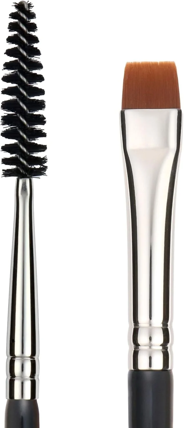 براش آرایشی حرفه ای Bdellium Tools - سری Maestro 724 دو سر، تخت و برس ابرو - با الیاف مصنوعی کاملا گیاهی، برای حالت دادن و مشخص کردن مژه ها و ابروها (مشکی، 1 عدد)