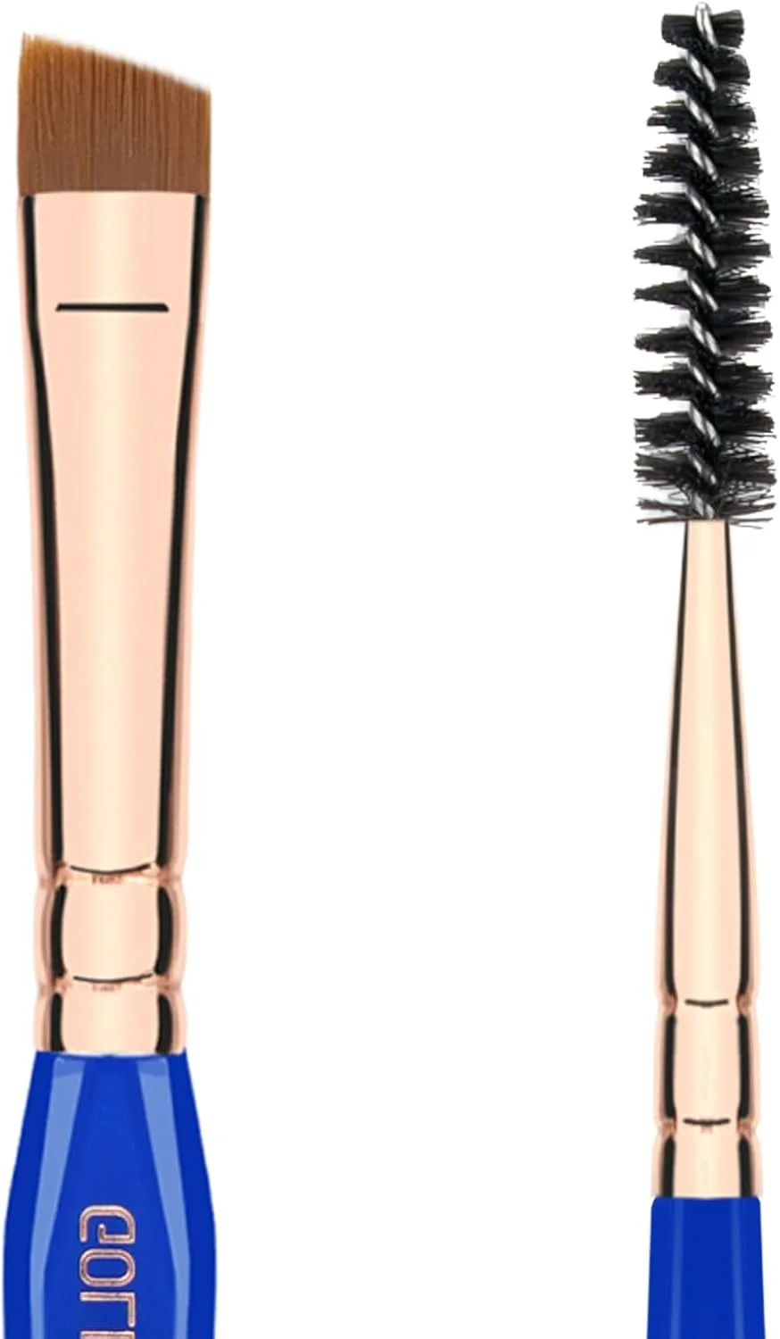 براش آرایشی حرفه ای Bdellium Tools - مثلث طلایی 736 دو سر، زاویه دار/اسپولی - با الیاف مصنوعی کاملا گیاهی، برای مژه ها و ابروهای مرتب و خوش حالت (آبی، 1 عدد)