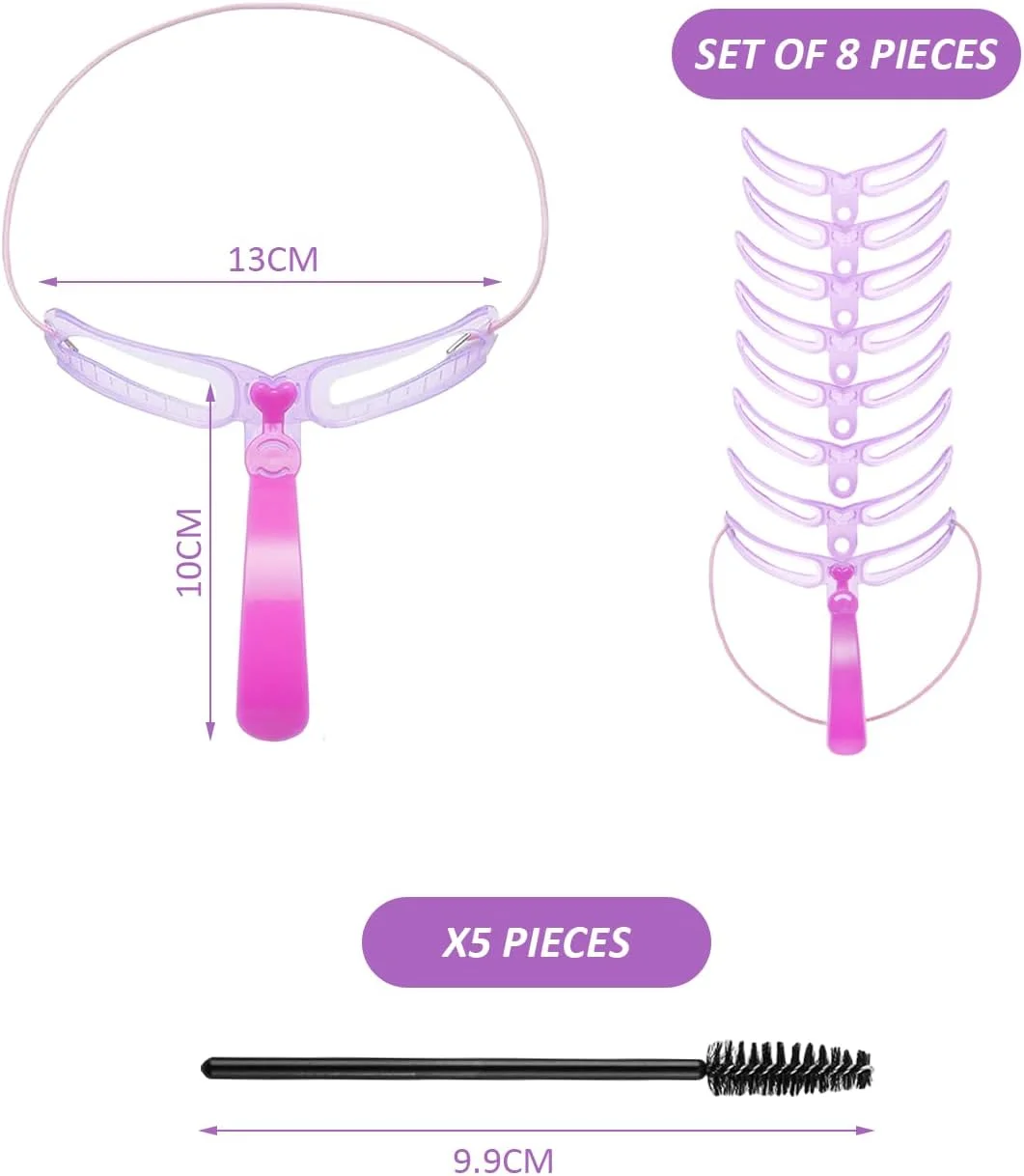 8 عدد ابزار کمکی طراحی ابرو، 5 عدد برس ابرو، ابزار طراحی ابرو، کارت ابرو برای مبتدیان، مجموعه ابزار طراحی ابرو، ابزارهای قابل استفاده مجدد