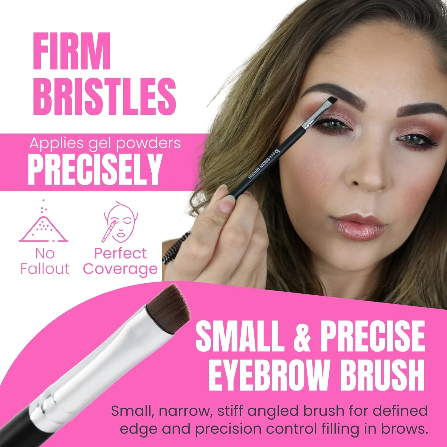 براش ابروی زاویه دار Beauty Junkees به همراه برس ماسکارا، براش و شانه ابرو دو طرفه با زاویه نازک و محکم برای پر کردن، رنگ کردن، خط چشم کشیدن، مشخص کردن، حالت دادن و مرتب کردن ابرو، بدون تست حیوانی