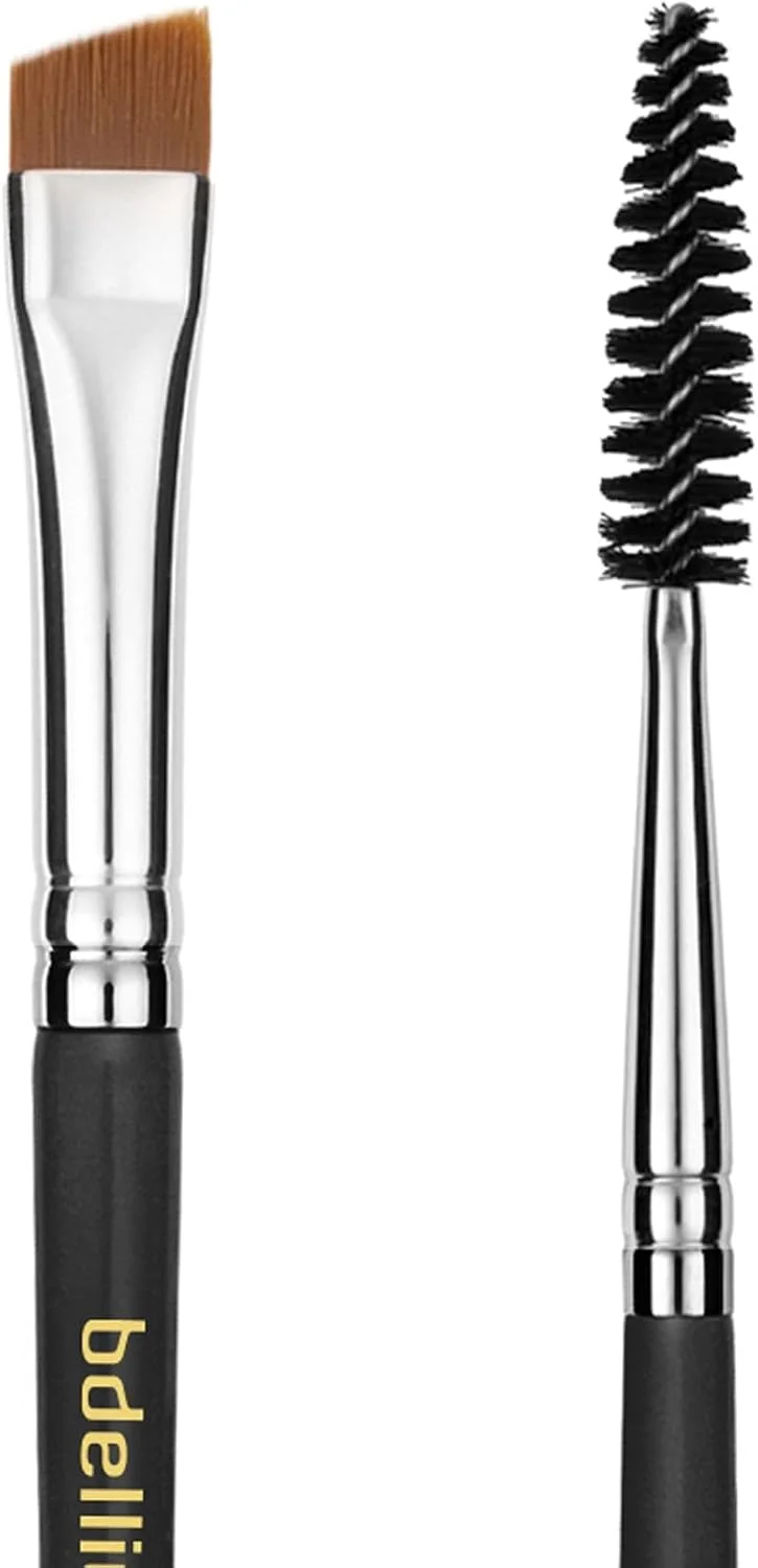 براش آرایشی حرفه ای Bdellium Tools - سری Maestro 736 براش دو طرفه زاویه دار/اسپولی - با الیاف کاملا گیاهی و مصنوعی، برای مژه ها و ابروهای مرتب و خوش حالت (مشکی، 1 عدد)
