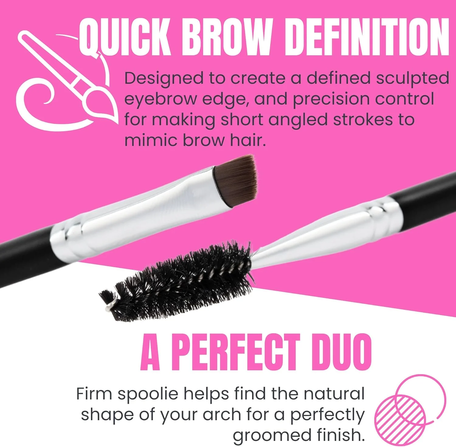 براش ابروی زاویه دار Beauty Junkees به همراه برس ماسکارا، براش و شانه ابرو دو طرفه با زاویه نازک و محکم برای پر کردن، رنگ کردن، خط چشم کشیدن، مشخص کردن، حالت دادن و مرتب کردن ابرو، بدون تست حیوانی