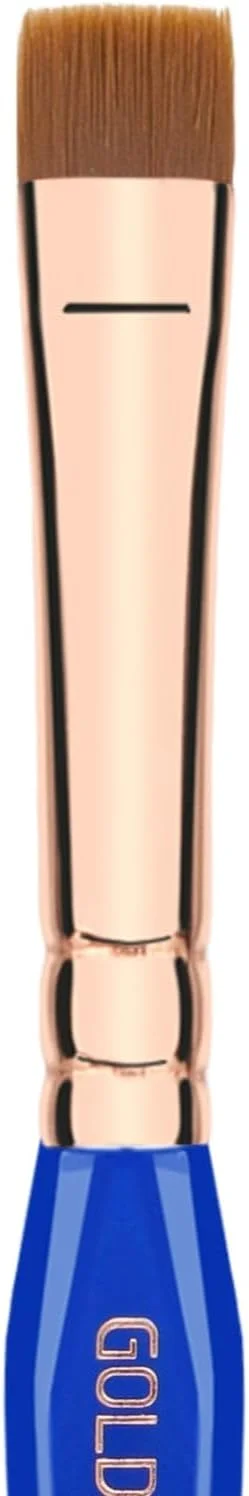 براش آرایشی حرفه ای Bdellium Tools - مثلث طلایی 724 دو طرفه تخت/اسپولی - با الیاف مصنوعی کاملا گیاهی، برای حالت دادن و مشخص کردن مژه ها و ابروها (آبی، 1 عدد)