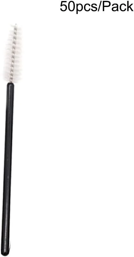50 عدد برس مژه یکبار مصرف، برس های ریمل، برس های آرایشی با کیفیت عالی، لوازم آرایشی برای اکستنشن، میله مشکی برس سفید