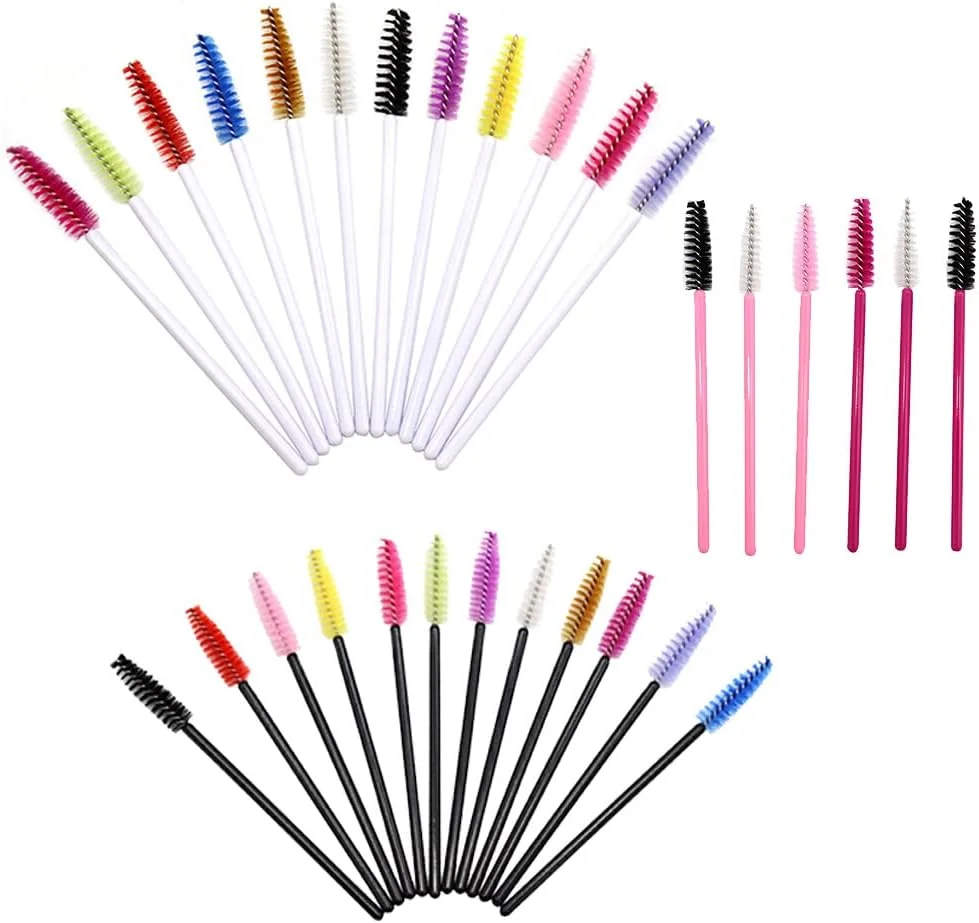 50 عدد برس مژه یکبار مصرف، برس های ریمل، برس های آرایشی با کیفیت عالی، لوازم آرایشی برای اکستنشن، میله مشکی برس سفید