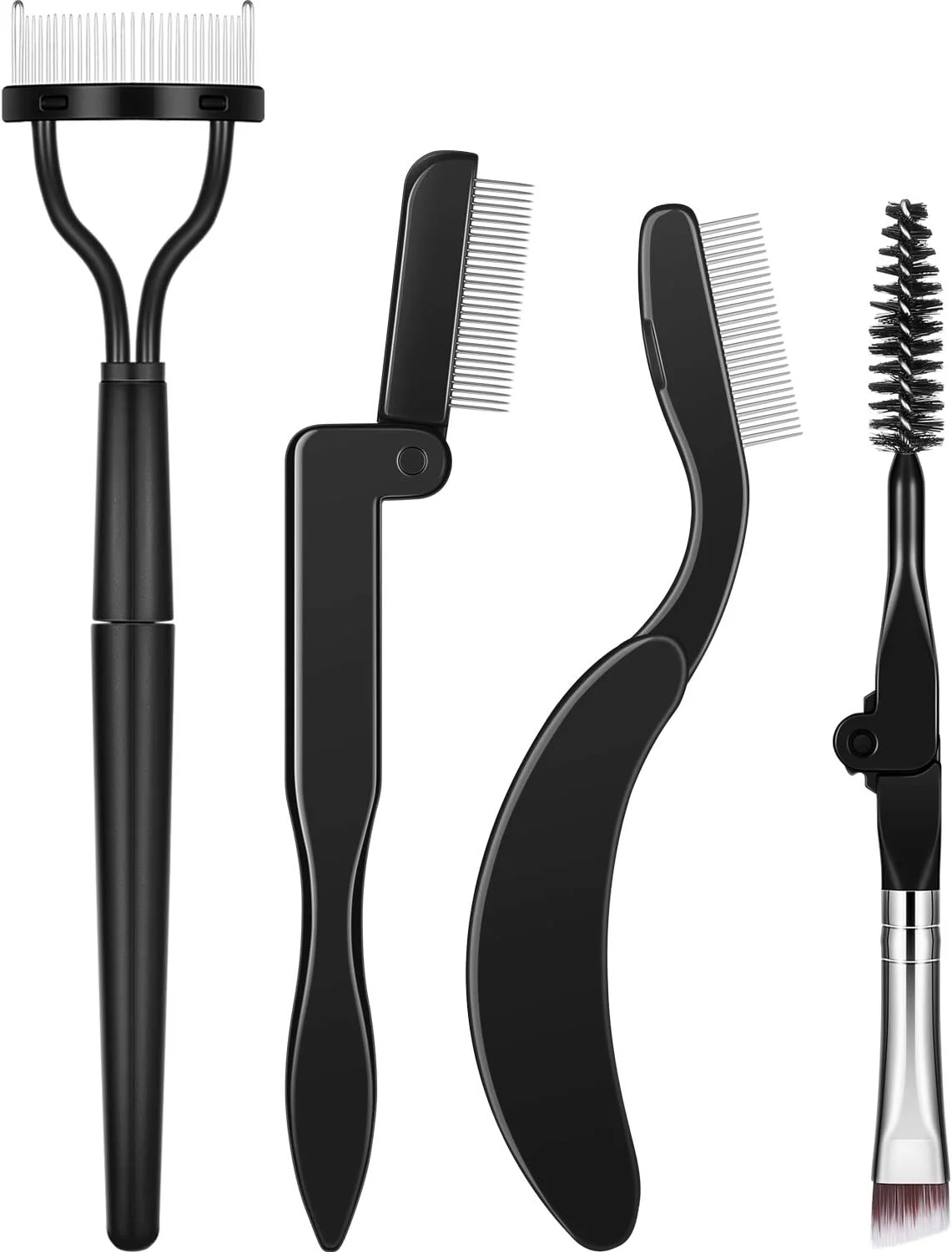 بوآئو، 4 عدد شانه مژه تاشو و برس ابرو دو طرفه، جداکننده مژه استیل، برس ابرو و شانه مرتب کننده برای لوازم آرایش بوآئو، 4 عدد شانه مژه تاشو و برس ابرو دو طرفه، جداکننده مژه استیل، برس ابرو و شانه مرتب کننده برای لوازم آرایش
