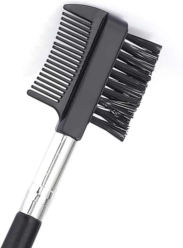 شانه حالت دهنده ابرو و مژه DELFINO، برس ابرو و شانه مژه دو طرفه، برس ابرو دو سر، ابزار آرایش و مرتب سازی ابرو و مژه برای مسافرت بانوان و دختران (مشکی)